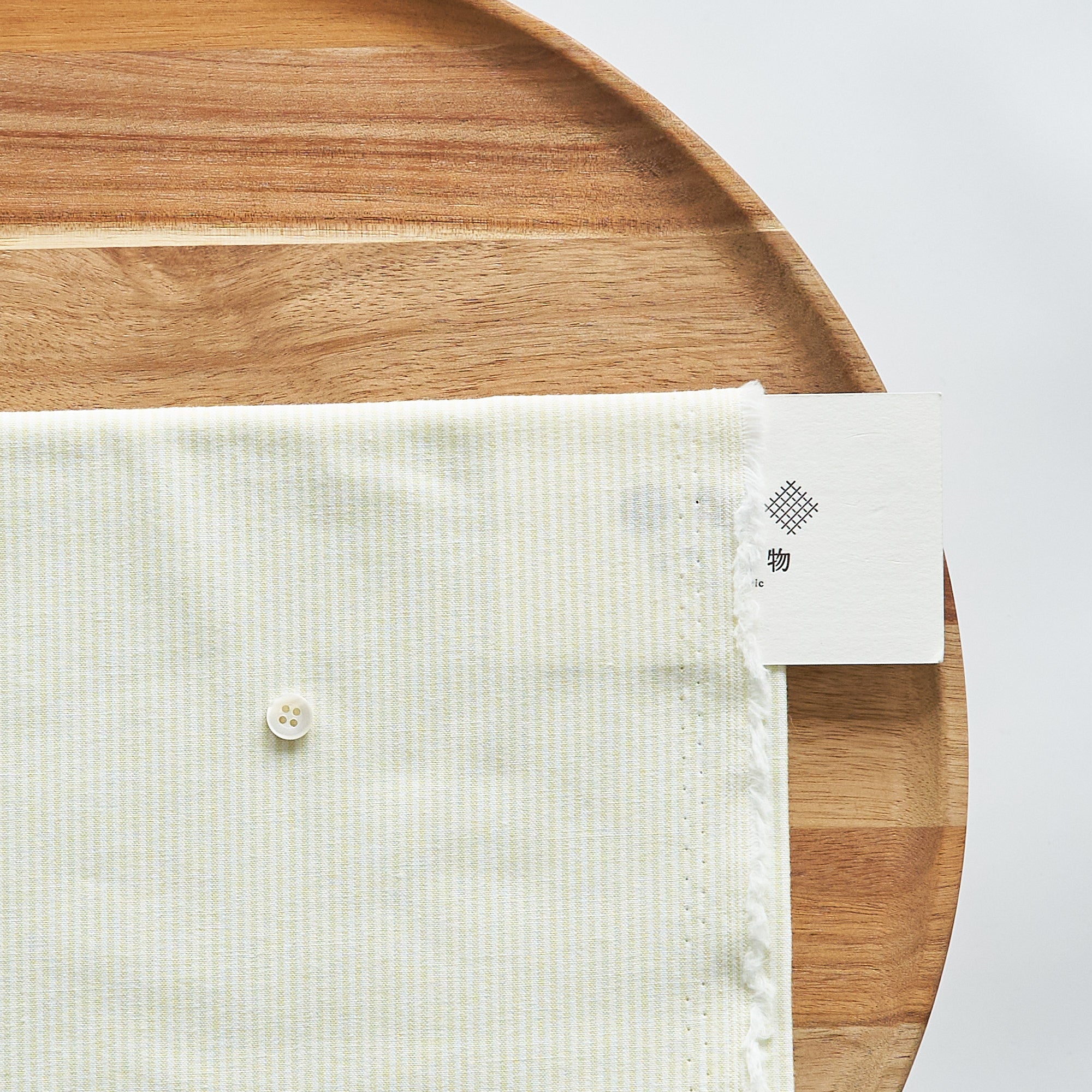 綿ポリ交織ダンガリー1.5mmストライプ#125 サラダグリーン