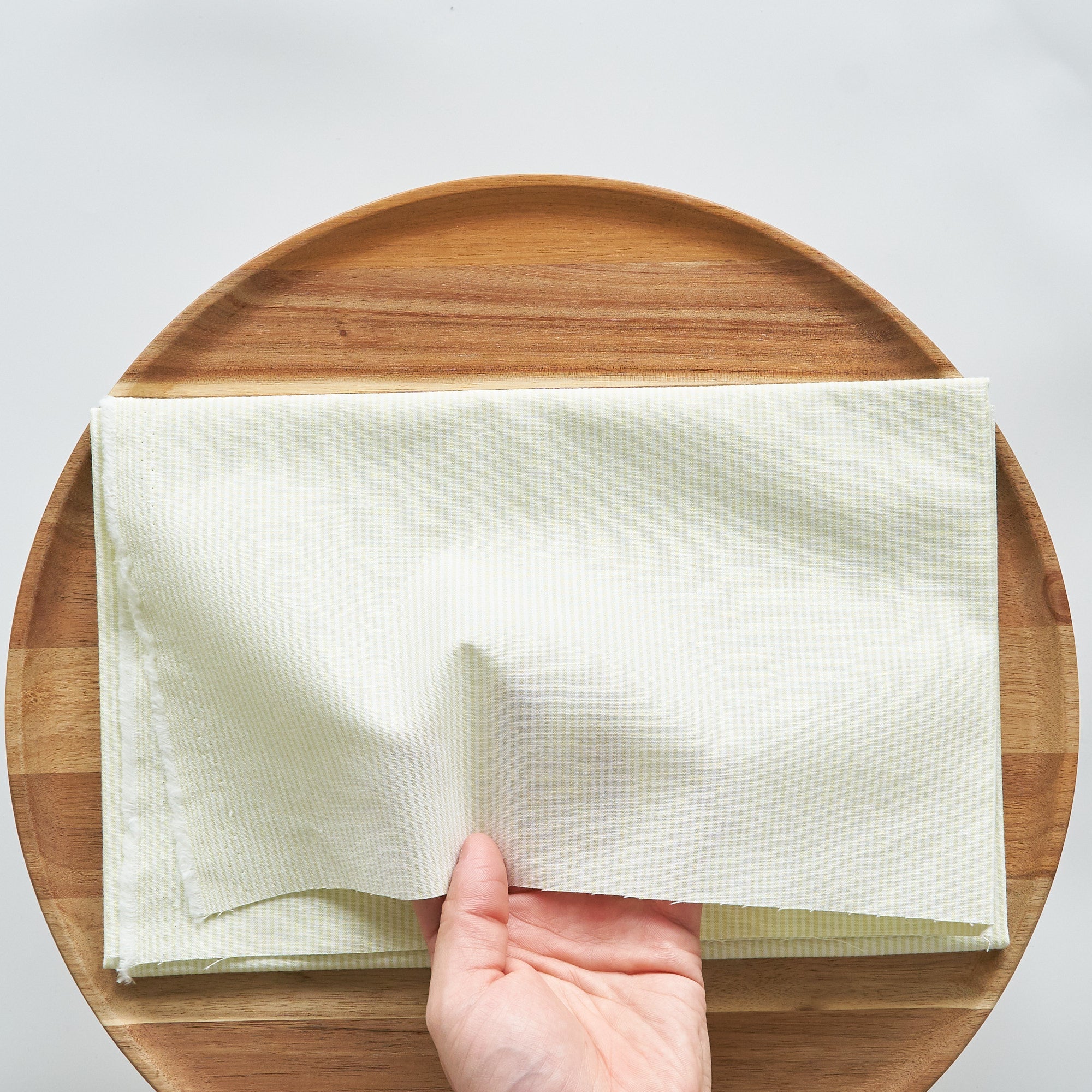 綿ポリ交織ダンガリー1.5mmストライプ#125 サラダグリーン