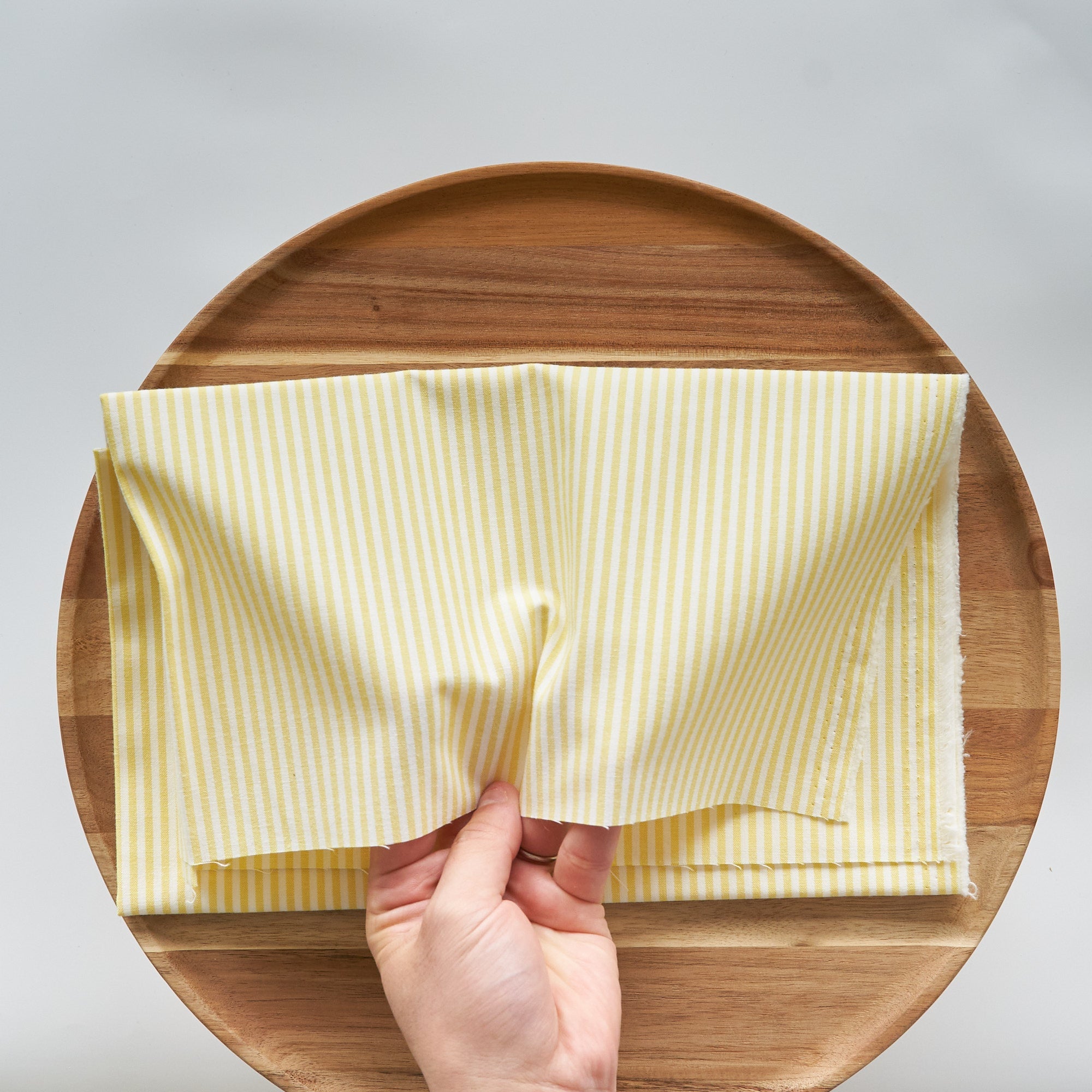 綿ポリ交織ダンガリー3mmストライプ#104 イエロー