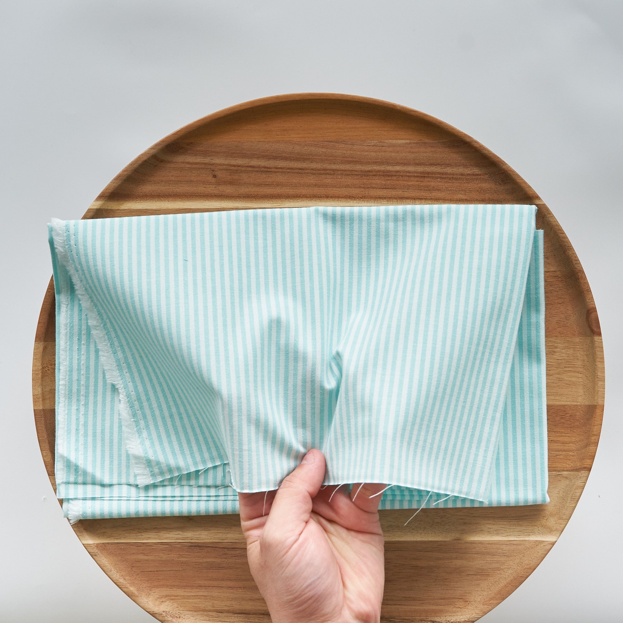 綿ポリ交織ダンガリー3mmストライプ#105 ミントグリーン