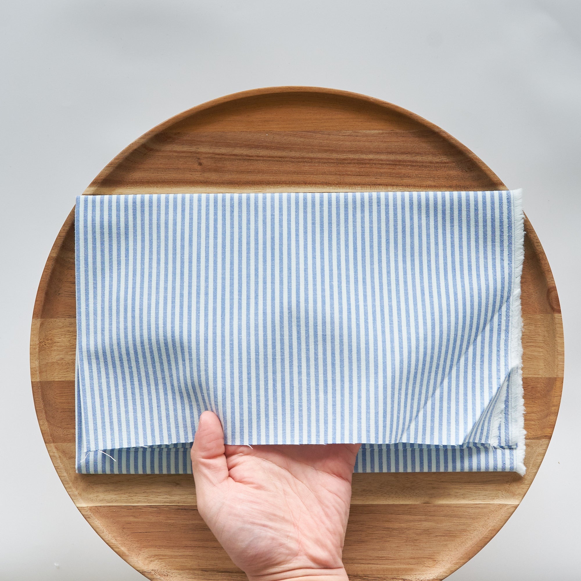 綿ポリ交織ダンガリー3mmストライプ#118 ブルー