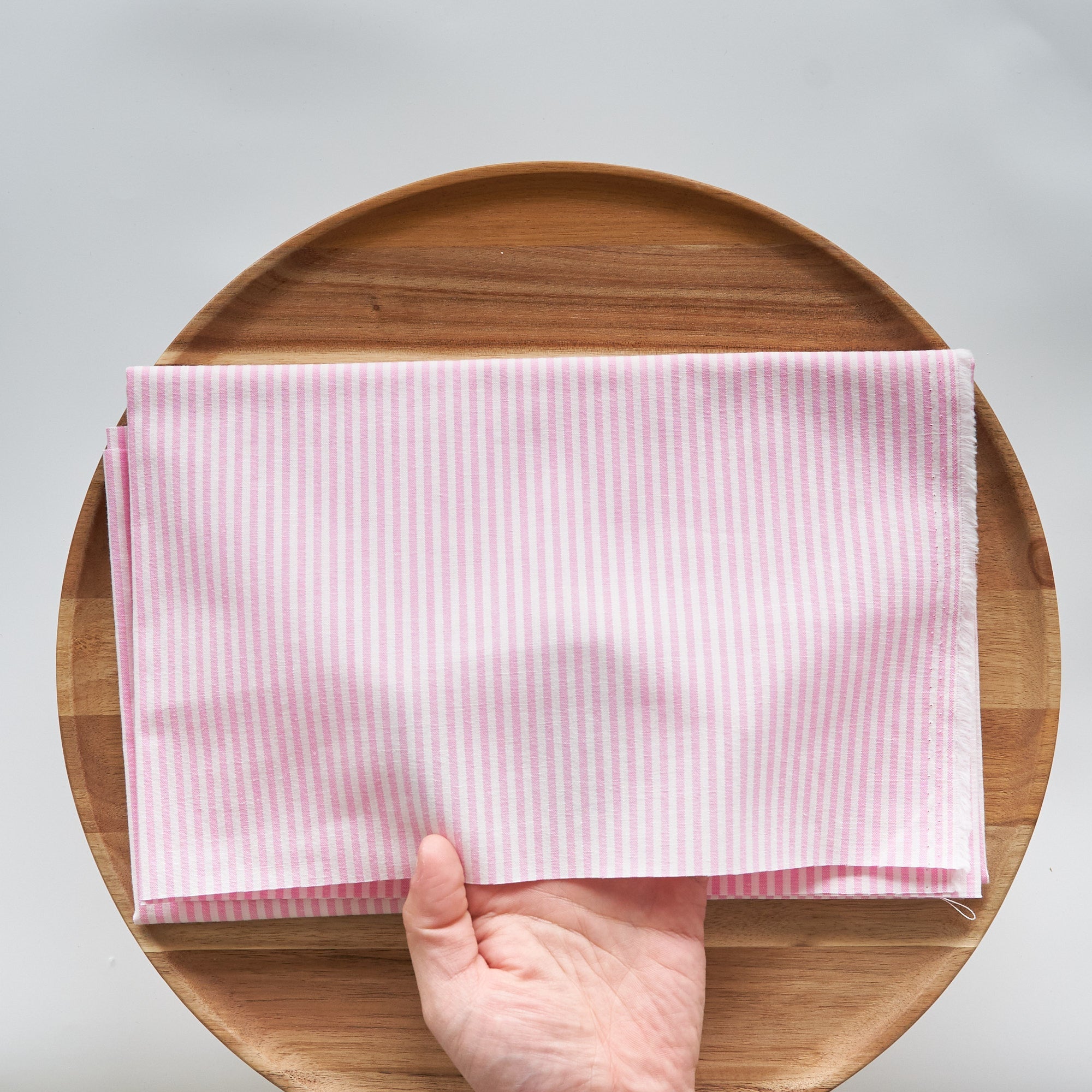 綿ポリ交織ダンガリー3mmストライプ#122 コスモスピンク