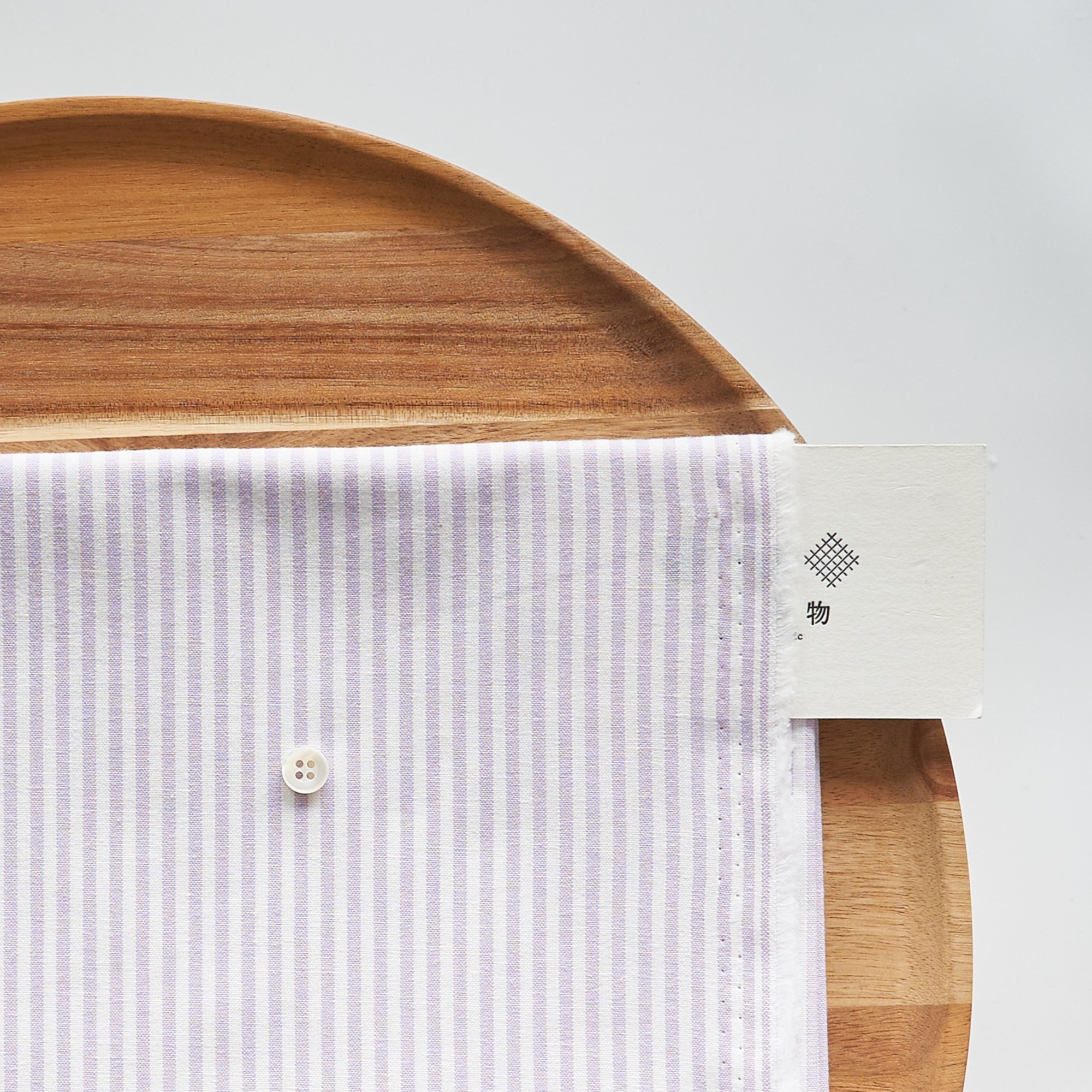 綿ポリ交織ダンガリー3mmストライプ#123 ペールラベンダー