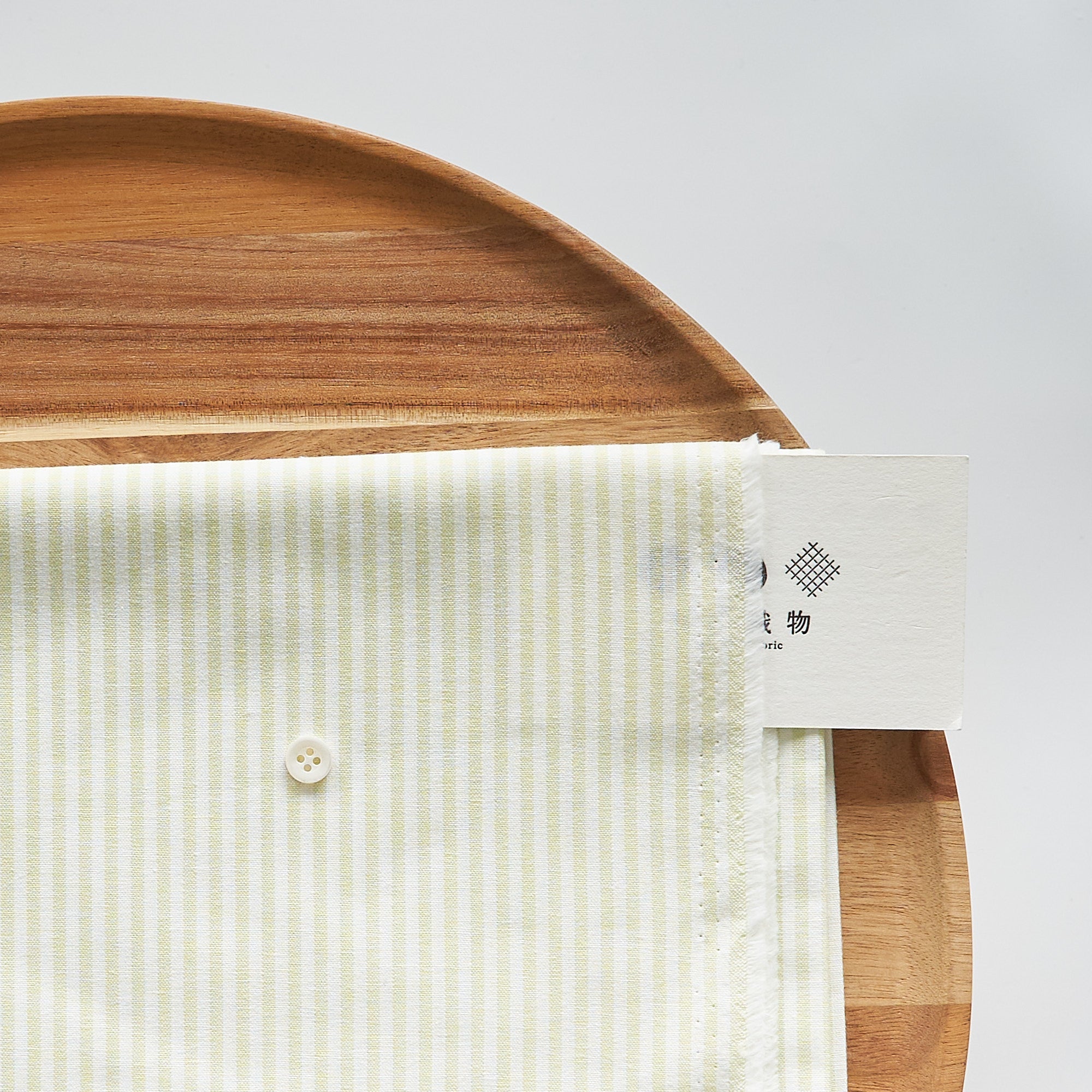 綿ポリ交織ダンガリー3mmストライプ#125 サラダグリーン