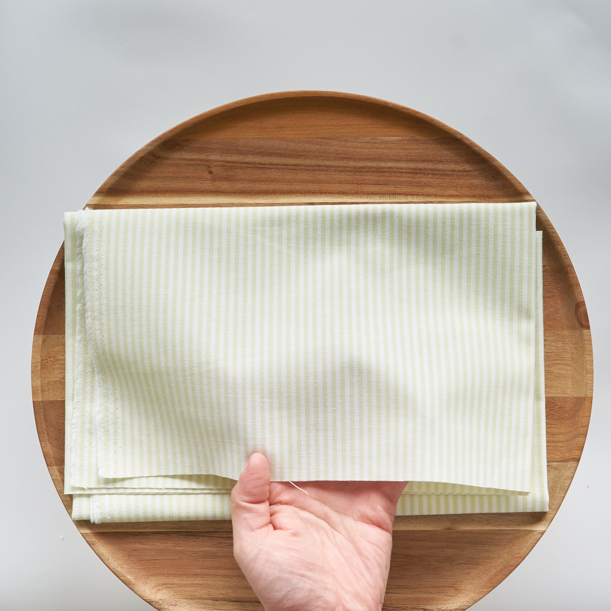 綿ポリ交織ダンガリー3mmストライプ#125 サラダグリーン