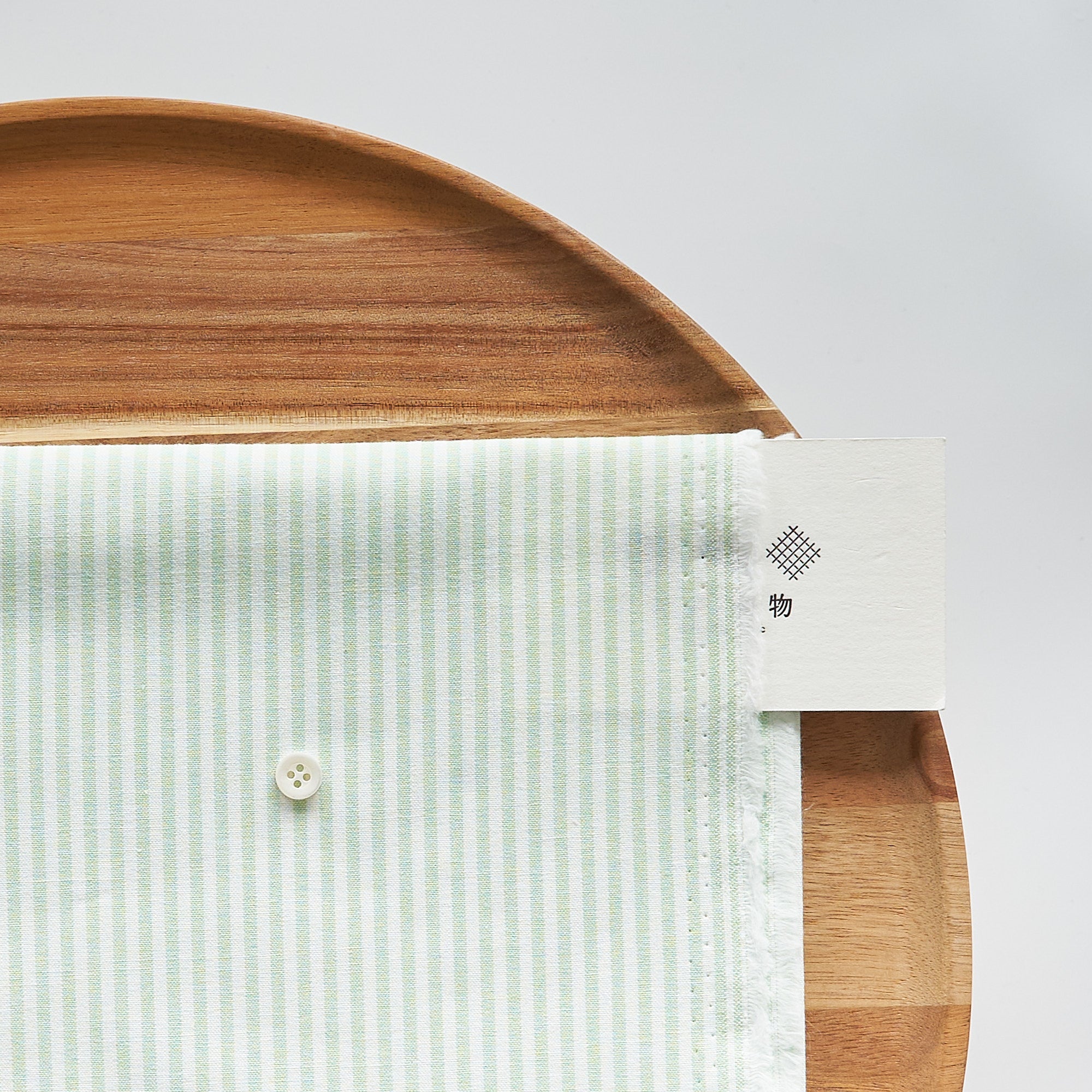 綿ポリ交織ダンガリー3mmストライプ#126 スプリンググリーン