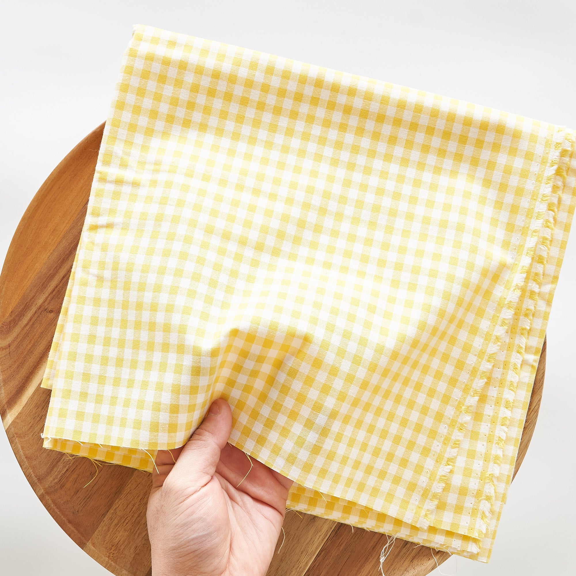 綿ポリ交織ダンガリー5mmギンガム#104 イエロー