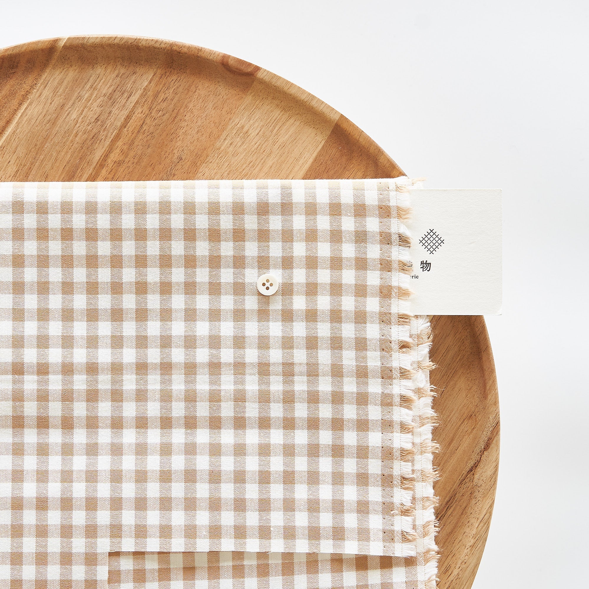 綿ポリ交織ダンガリー5mmギンガム#107 ベージュ