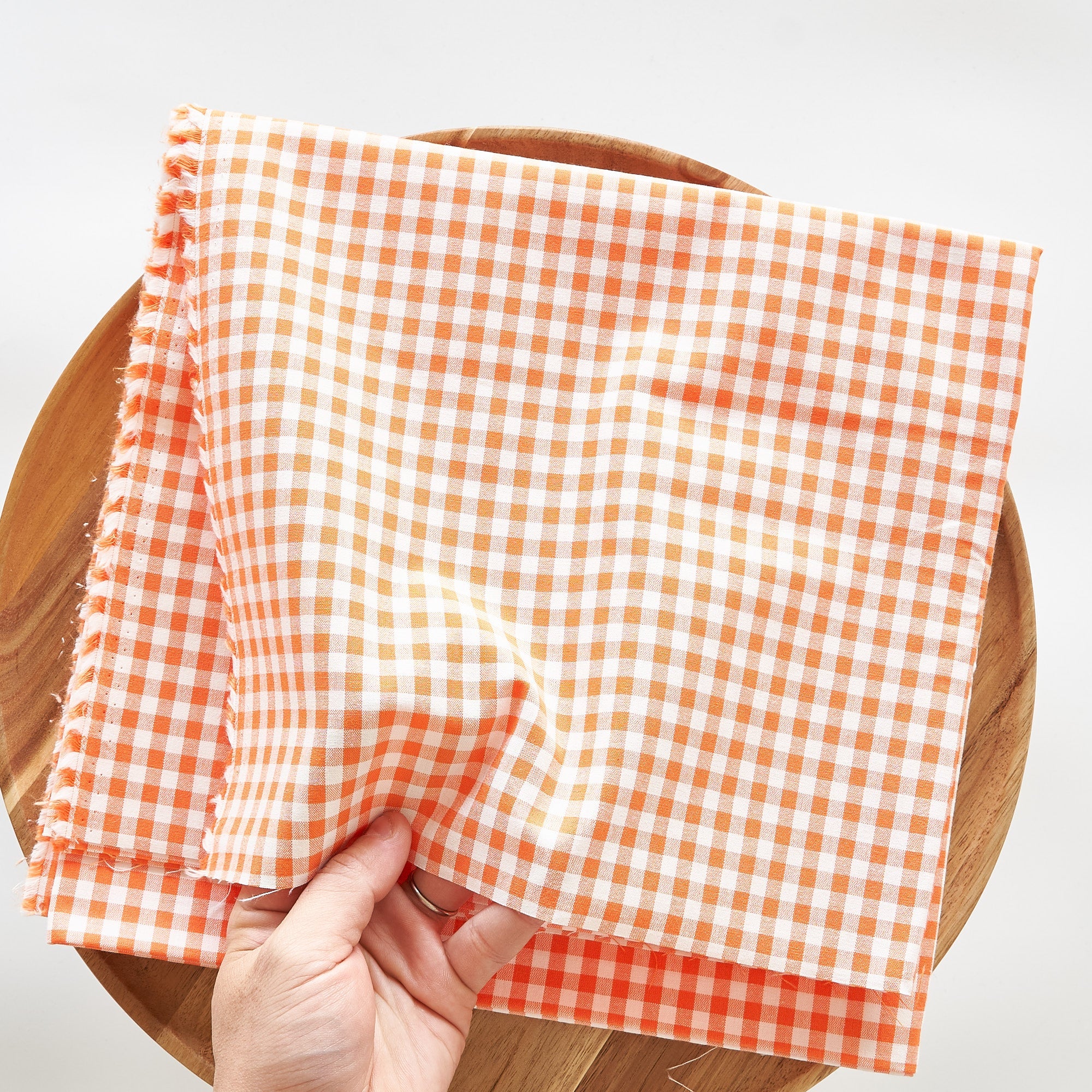 綿ポリ交織ダンガリー5mmギンガム#114 オレンジ