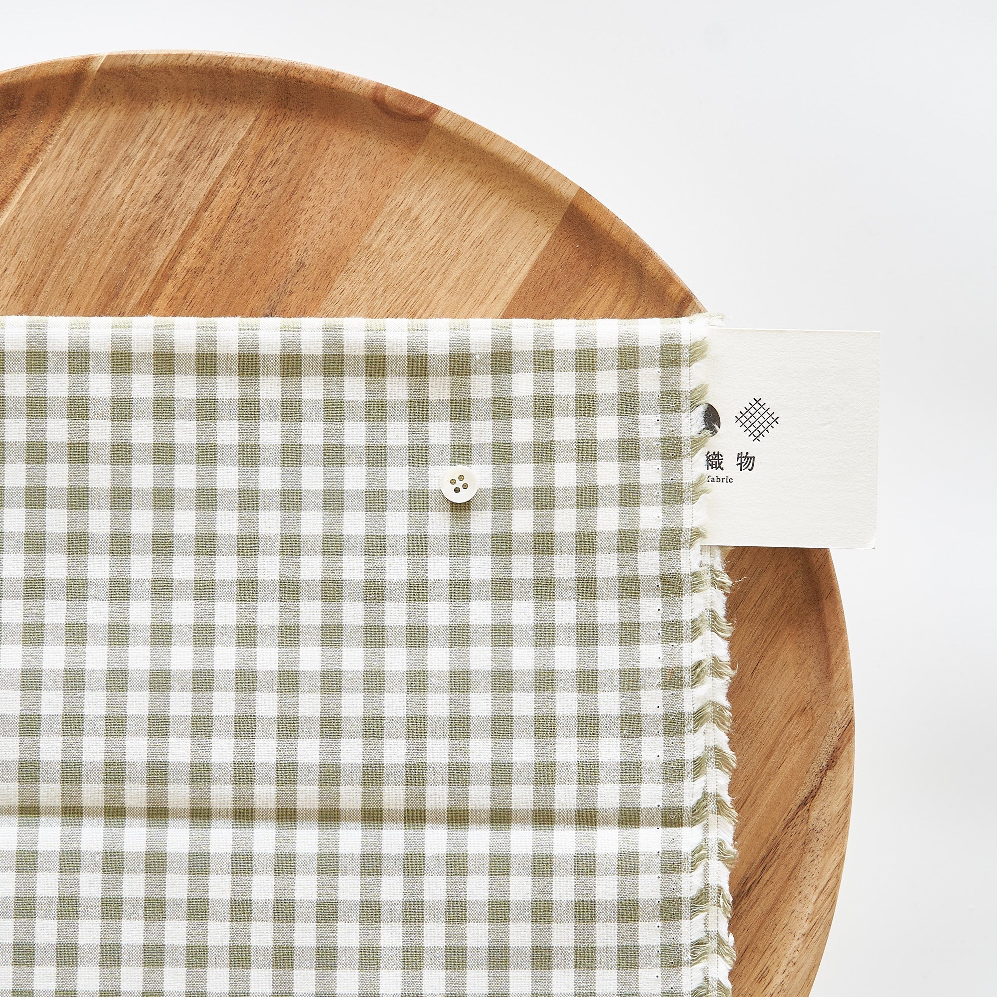 綿ポリ交織ダンガリー5mmギンガム#115 モスグリーン