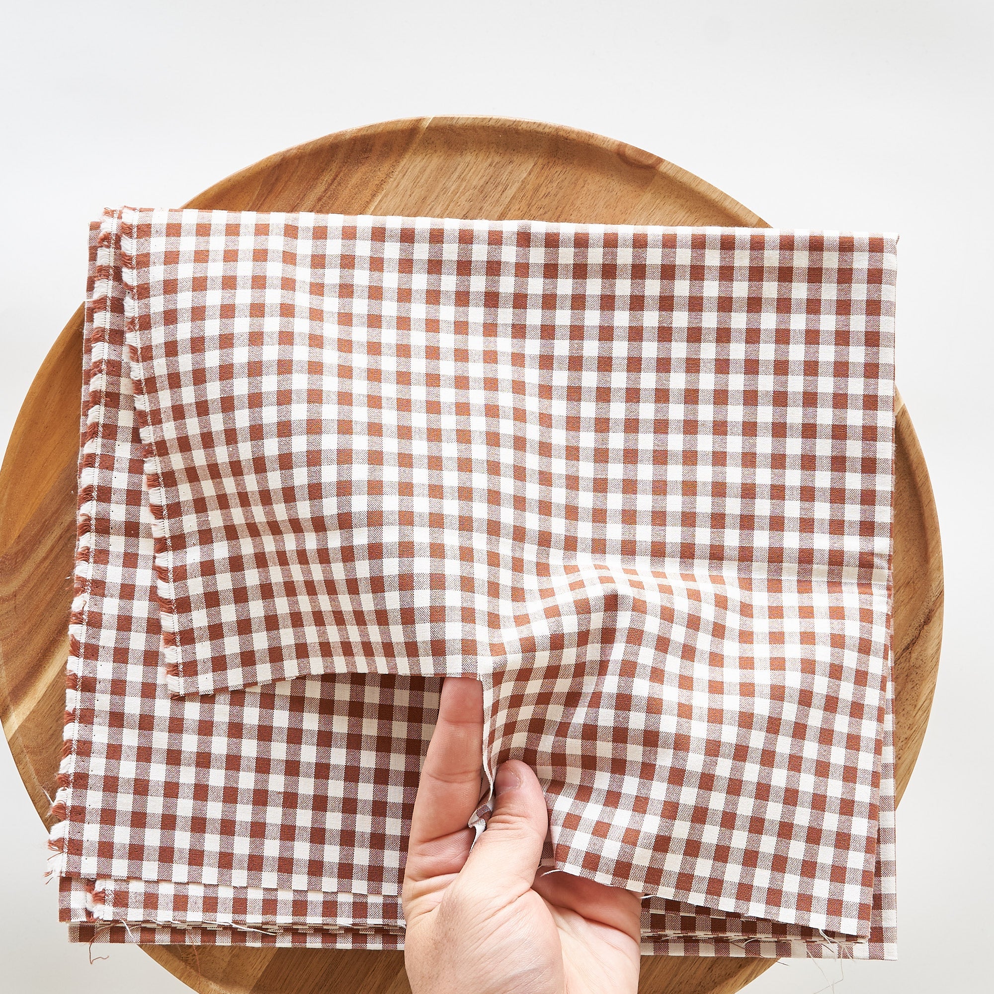 綿ポリ交織ダンガリー5mmギンガム#116 ココア