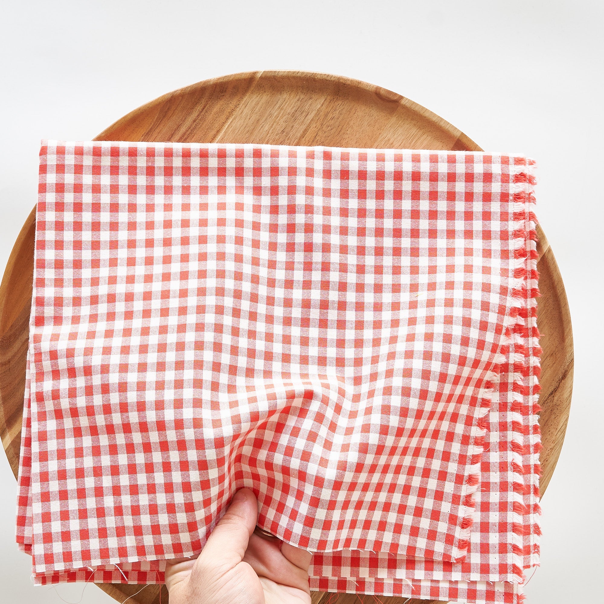 綿ポリ交織ダンガリー5mmギンガム#117 トマトレッド