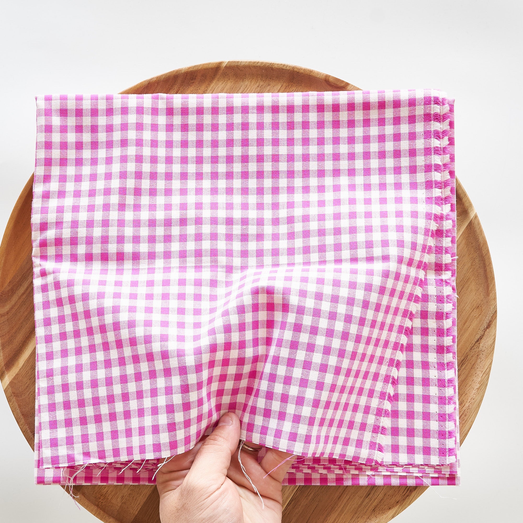 綿ポリ交織ダンガリー5mmギンガム#121 ラズベリー