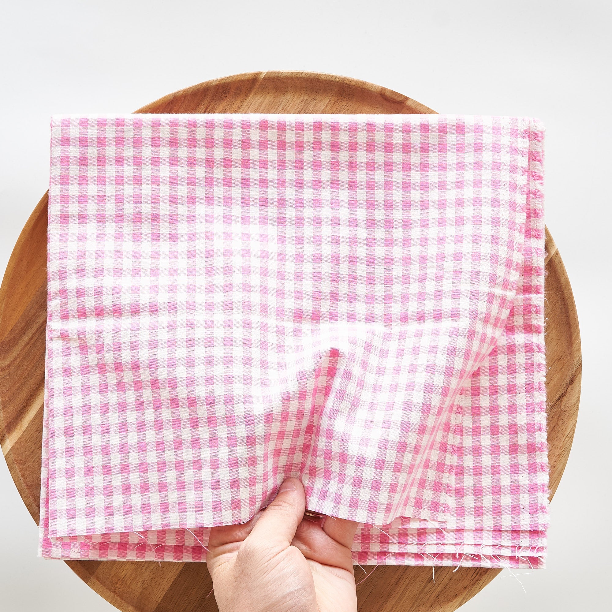 綿ポリ交織ダンガリー5mmギンガム#122 コスモスピンク