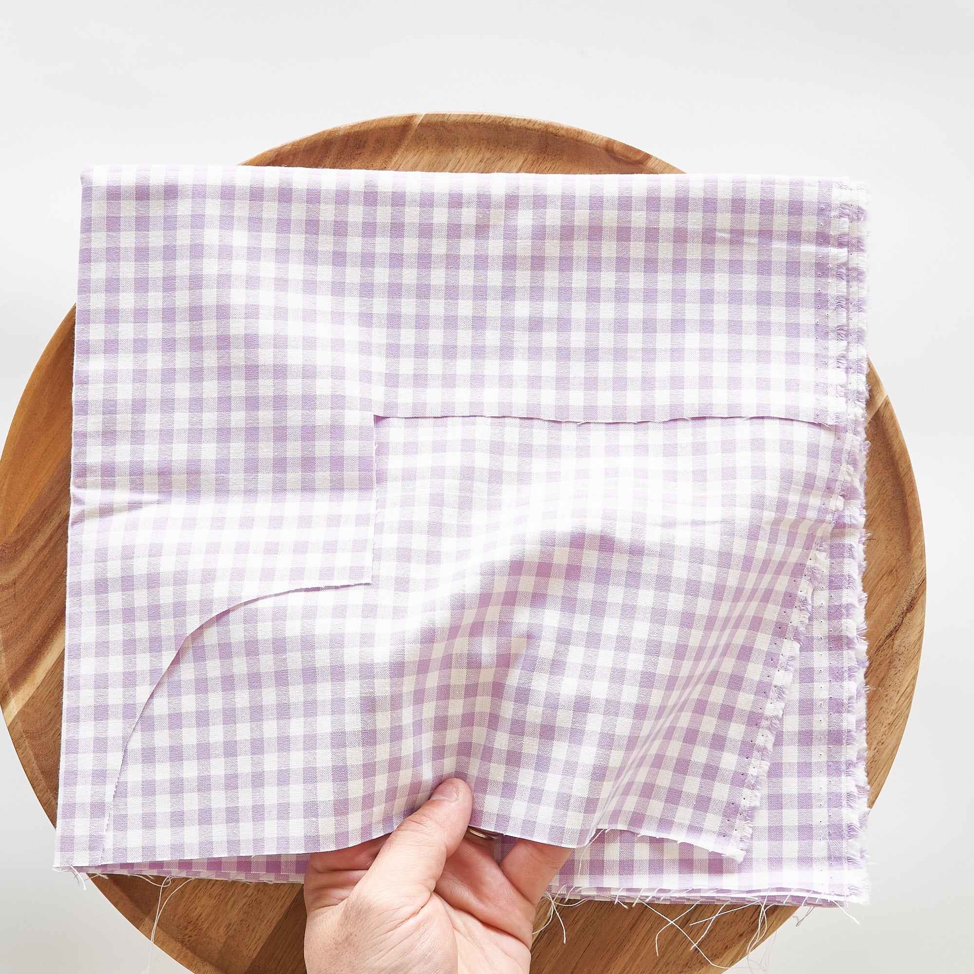 綿ポリ交織ダンガリー5mmギンガム#123 ペールラベンダー