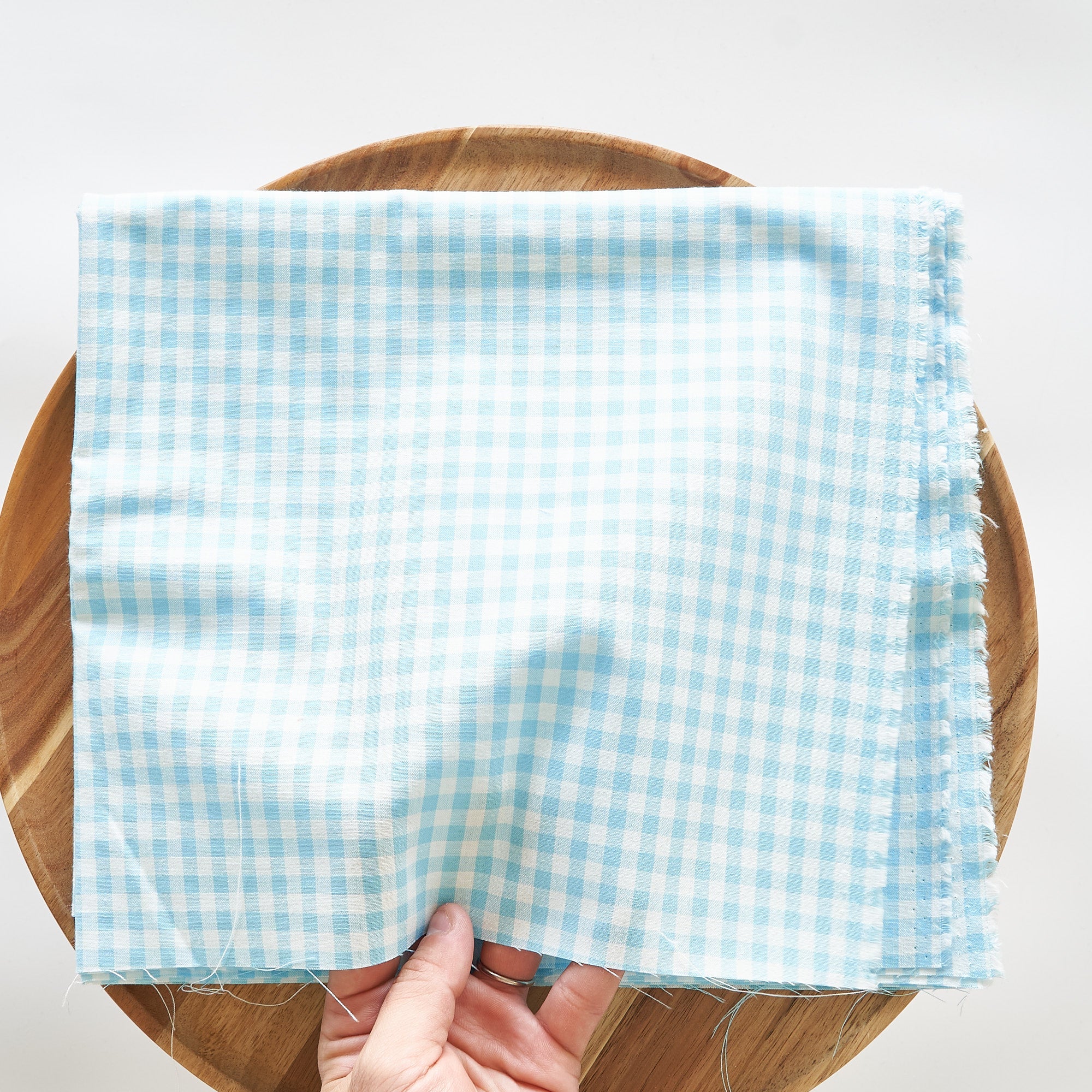 綿ポリ交織ダンガリー5mmギンガム#124 アクアブルー