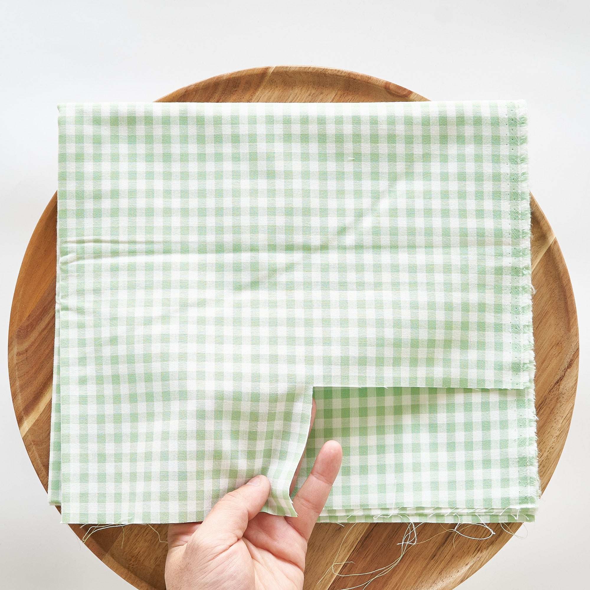 綿ポリ交織ダンガリー5mmギンガム#126 スプリンググリーン