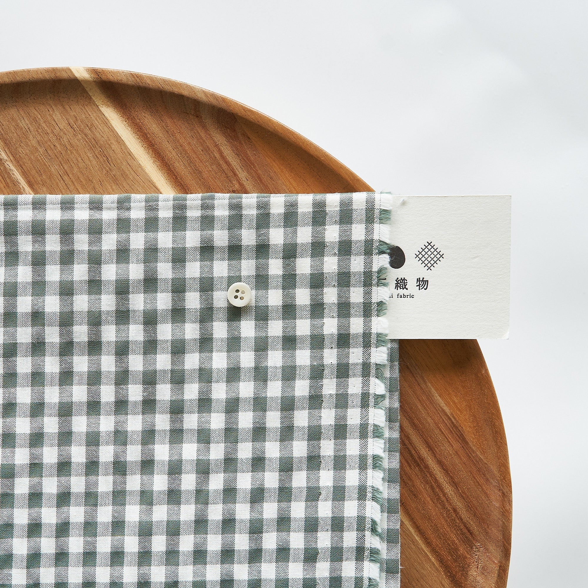 綿ポリ交織ダンガリー5mmギンガム#214 カーキ