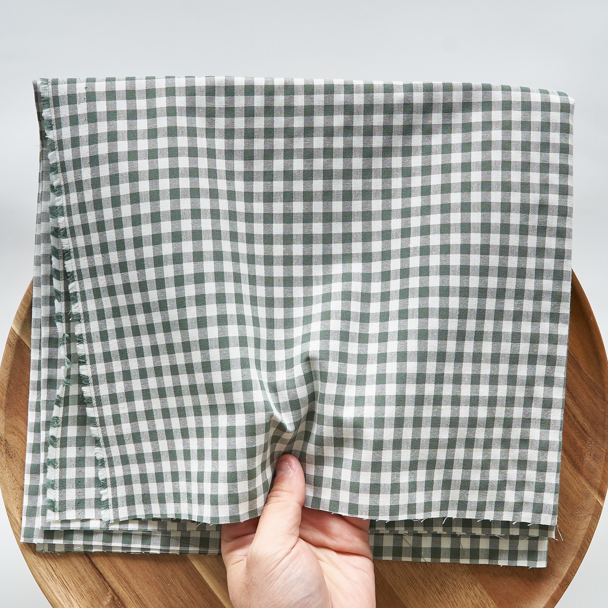 綿ポリ交織ダンガリー5mmギンガム#214 カーキ