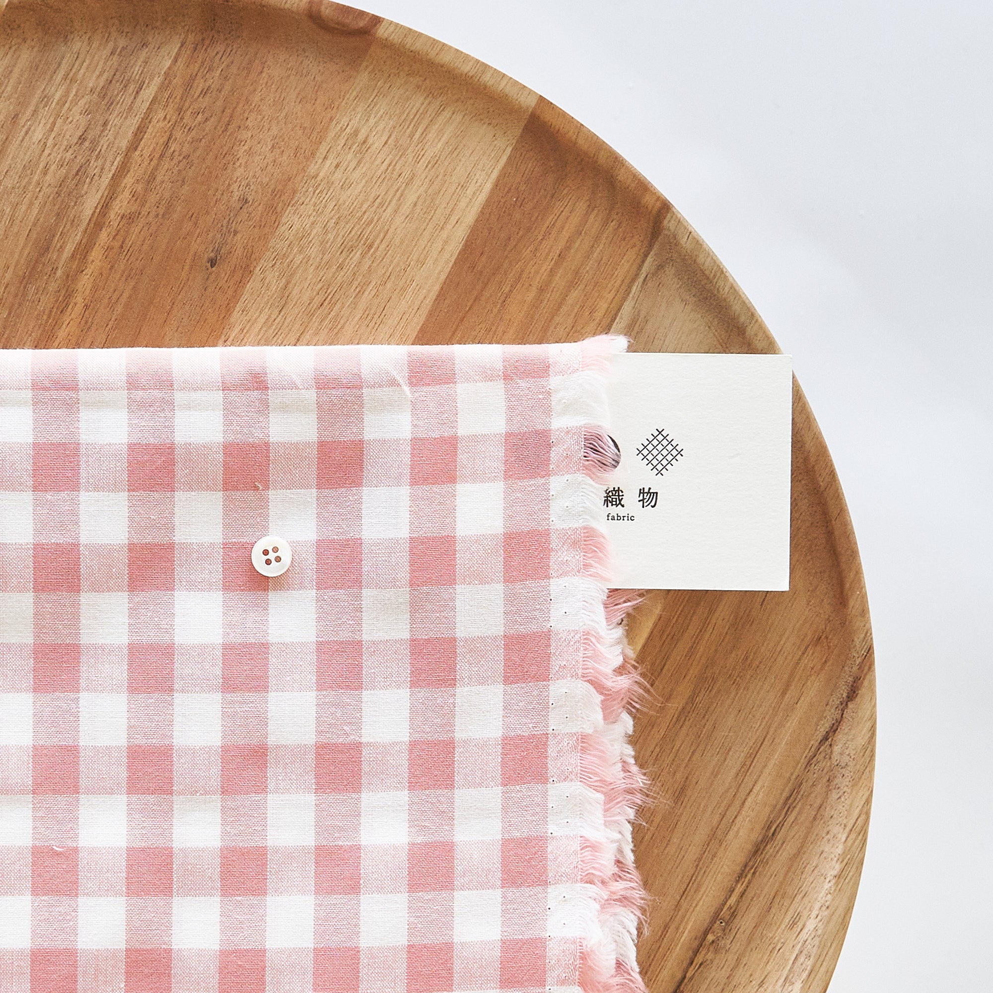 綿ポリ交織ダンガリー12mmギンガム#102 サーモンピンク