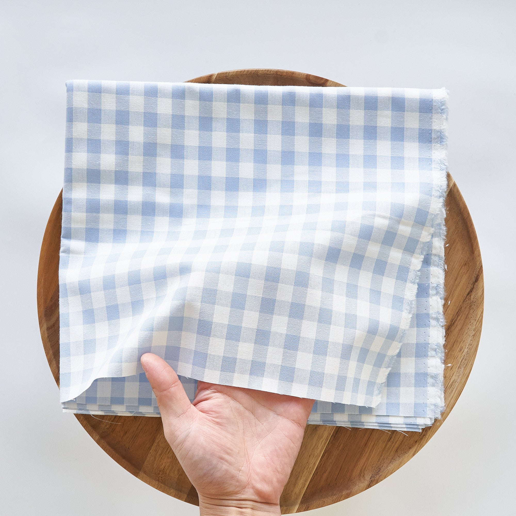 綿ポリ交織ダンガリー12mmギンガム#103 みずいろ