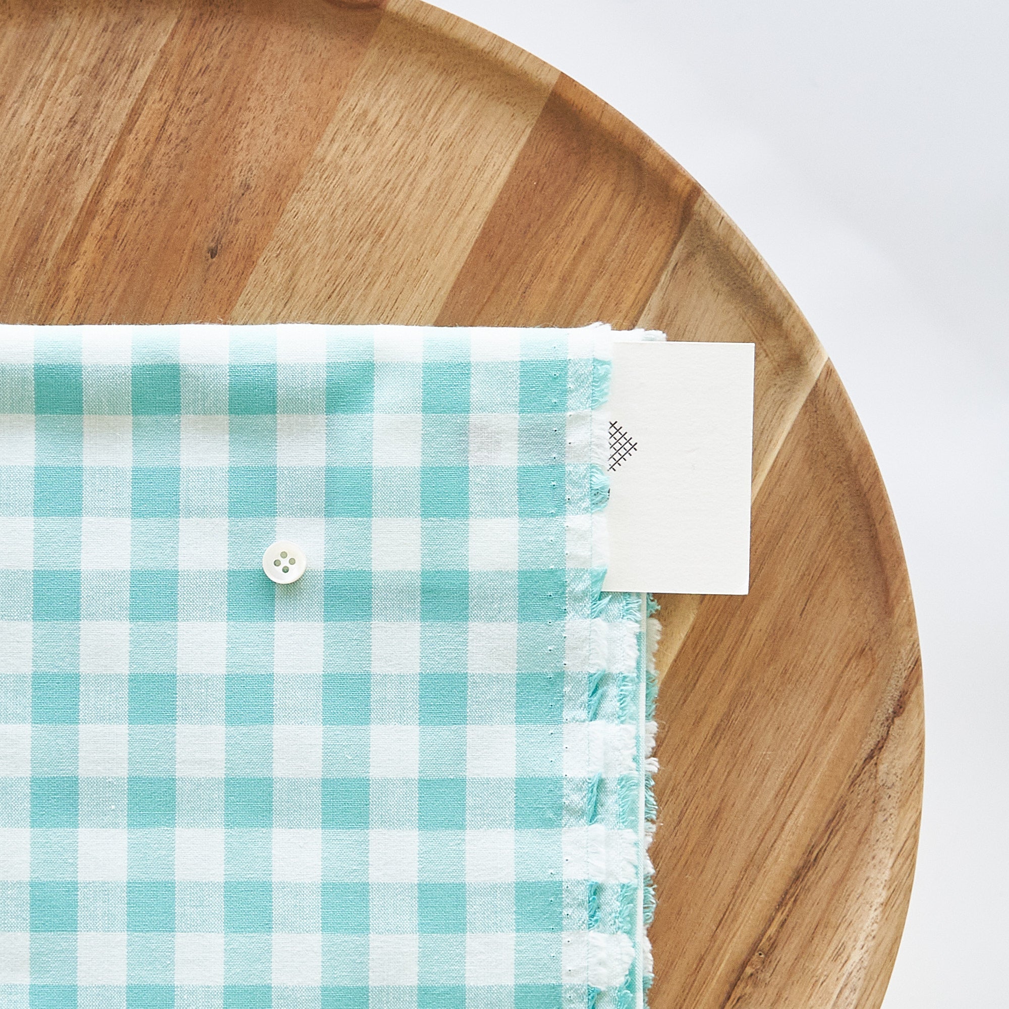 綿ポリ交織ダンガリー12mmギンガム#105 ミントグリーン