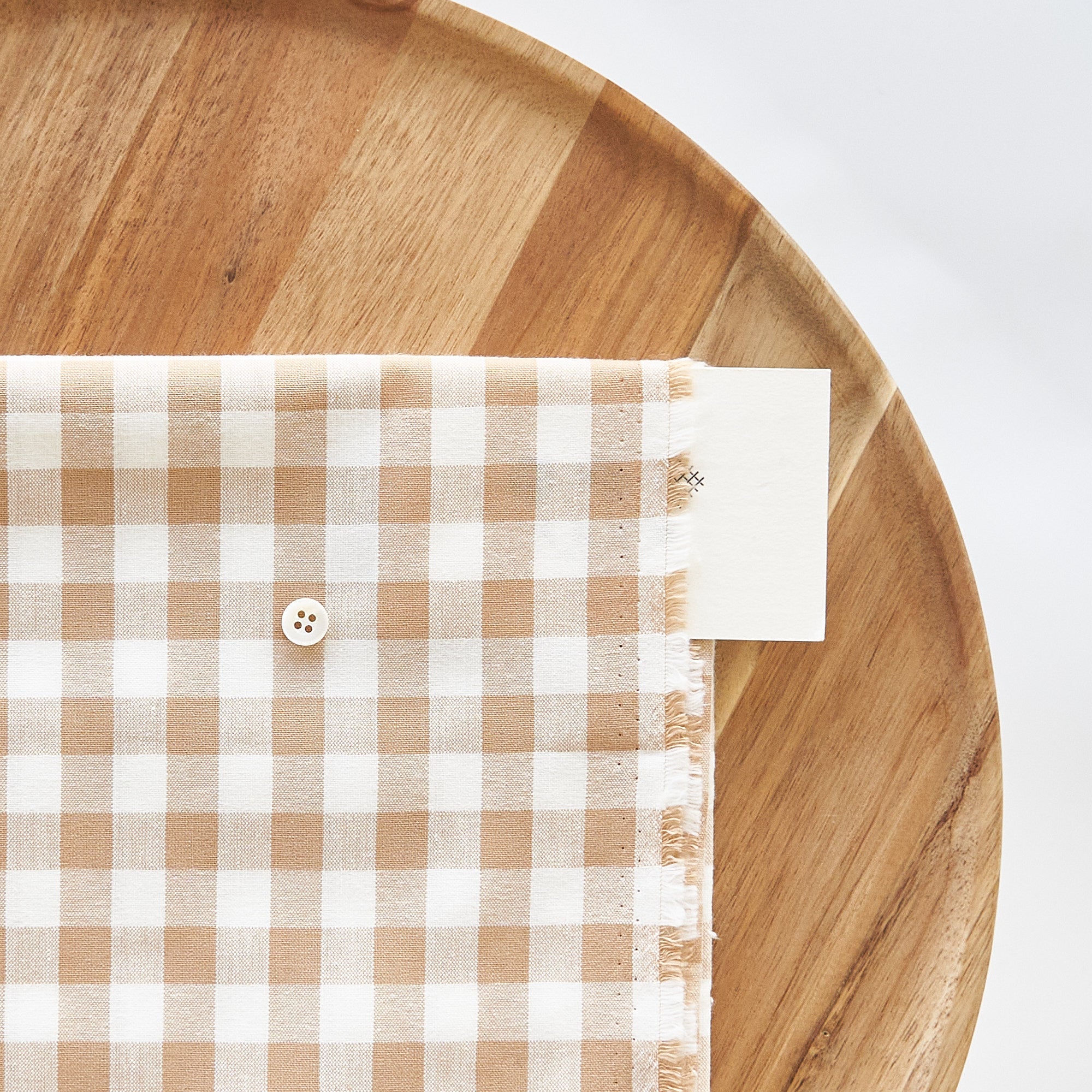 綿ポリ交織ダンガリー12mmギンガム#107 ベージュ