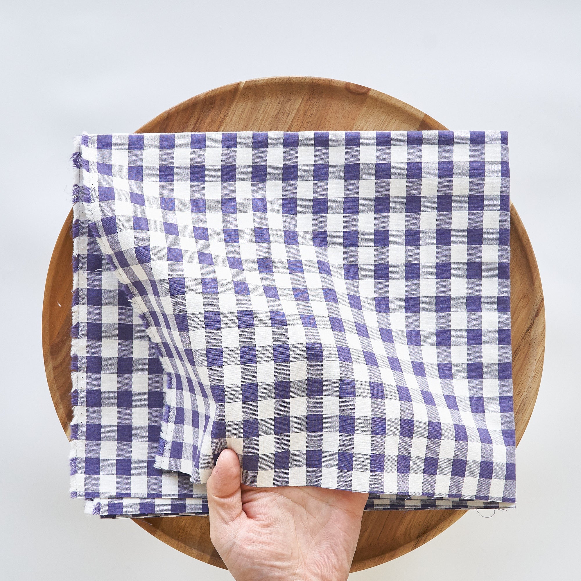 綿ポリ交織ダンガリー12mmギンガム#110 パープル