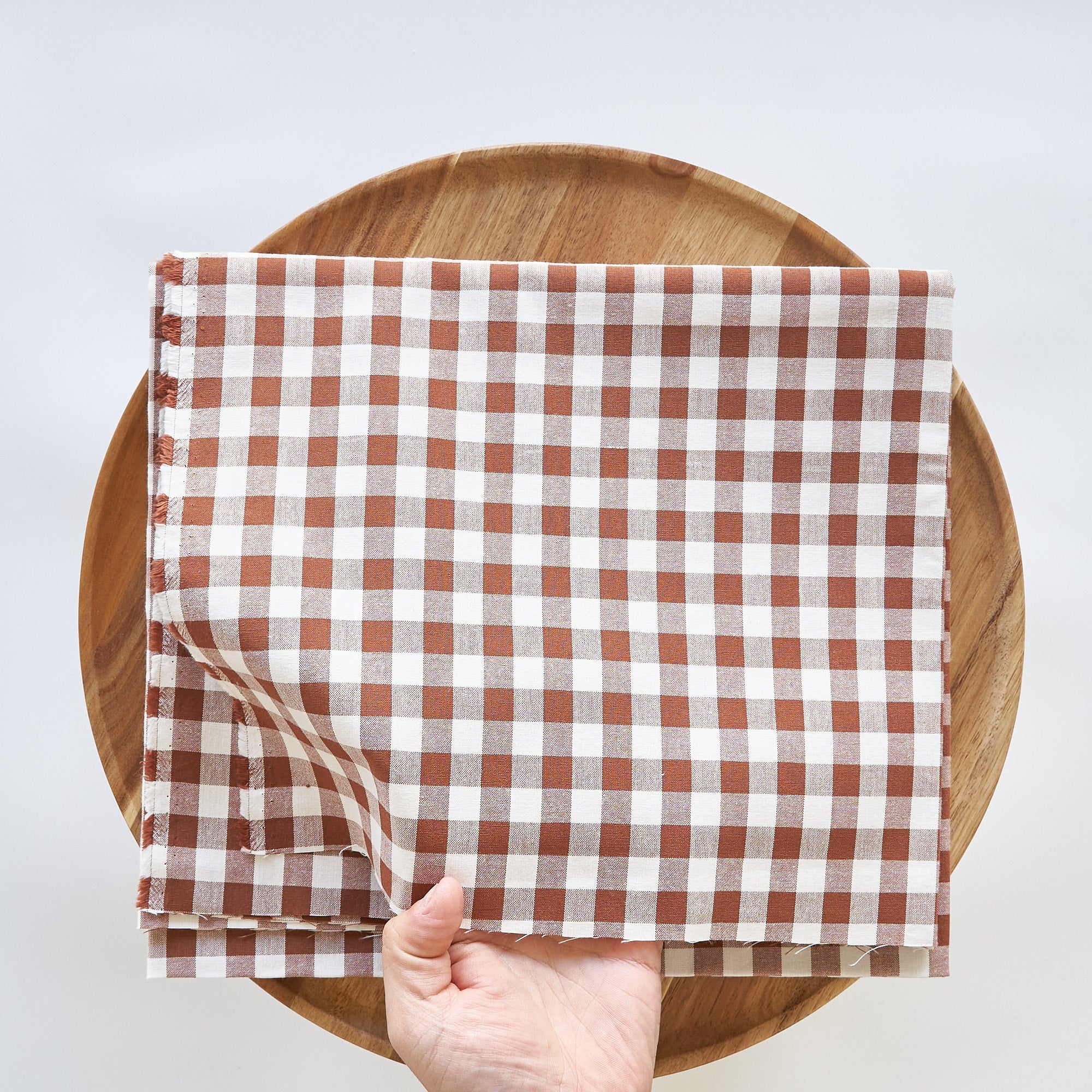 綿ポリ交織ダンガリー12mmギンガム#116 ココア