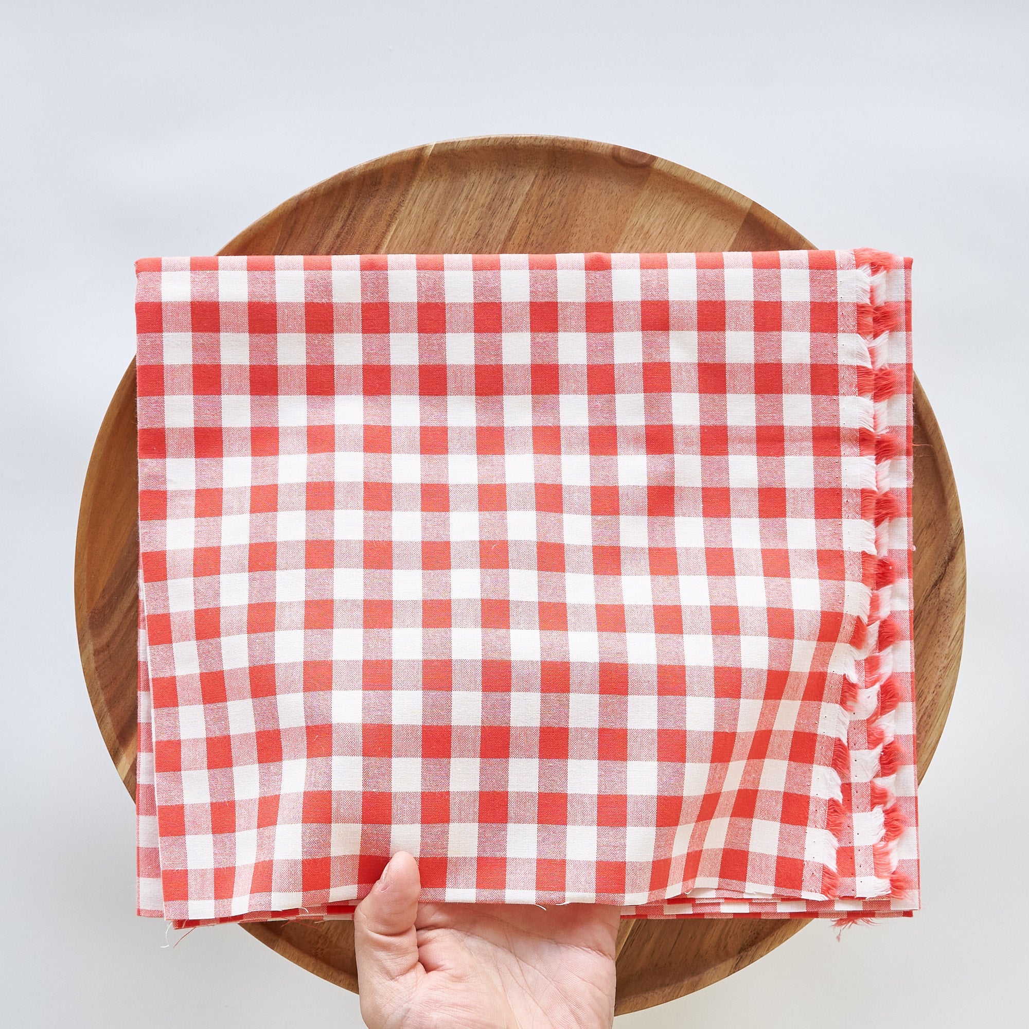 綿ポリ交織ダンガリー12mmギンガム#117 トマトレッド