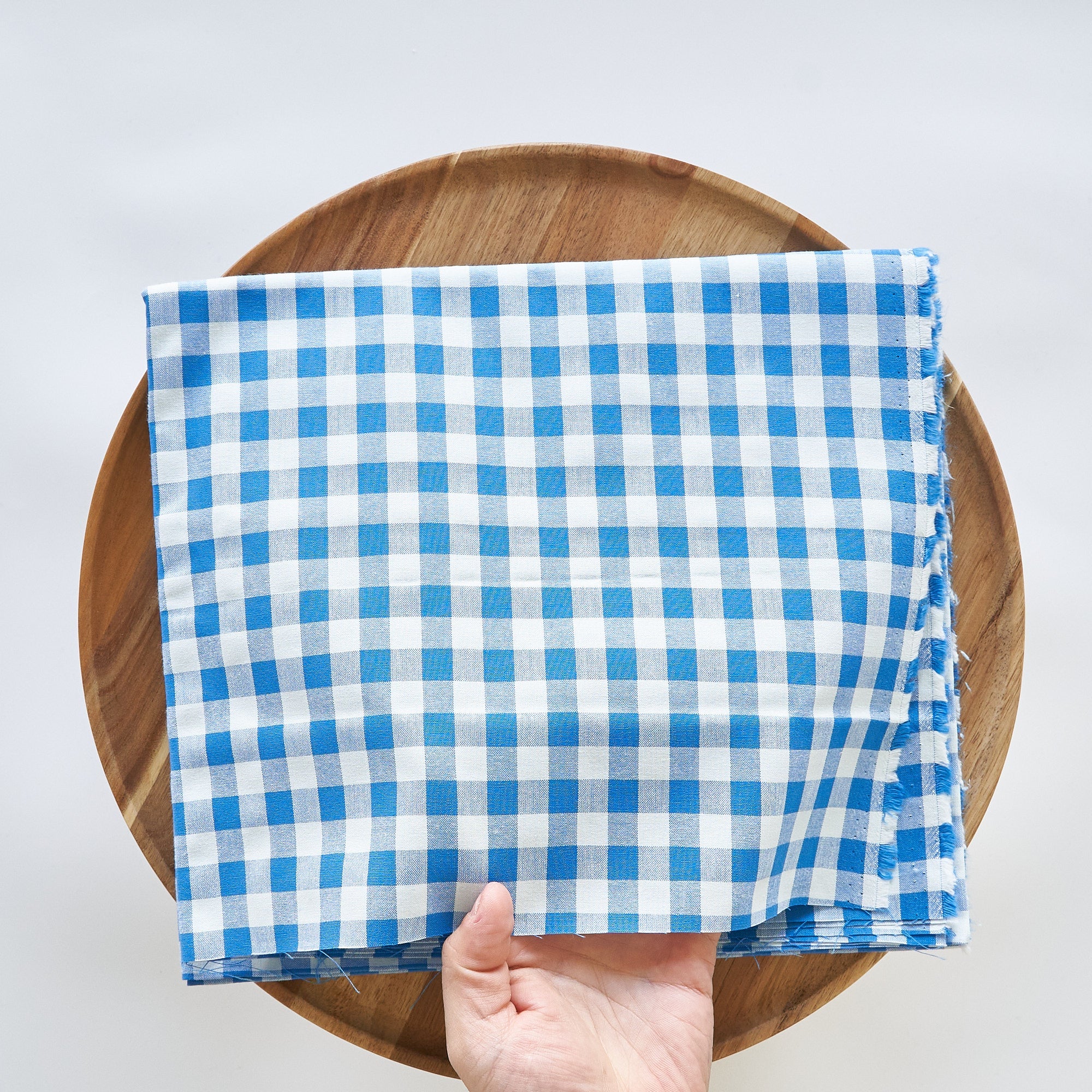 綿ポリ交織ダンガリー12mmギンガム#118 ブルー