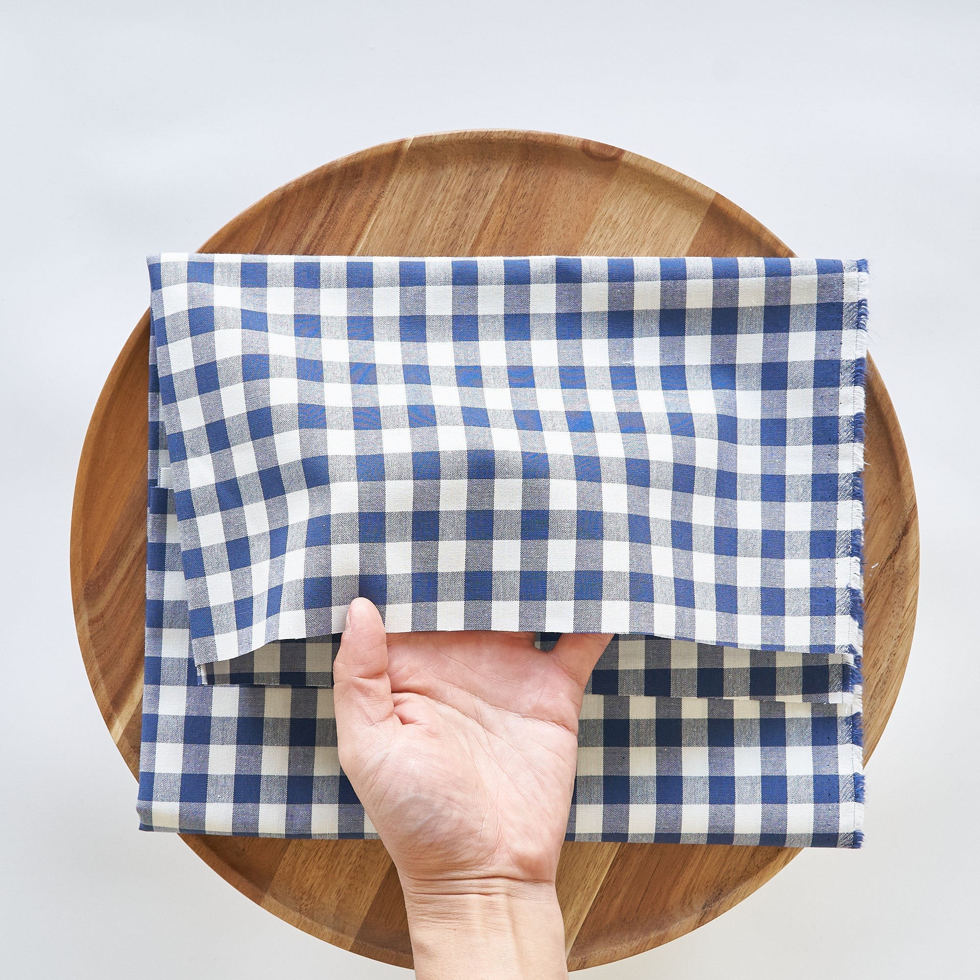 綿ポリ交織ダンガリー12mmギンガム#119 ネイビー