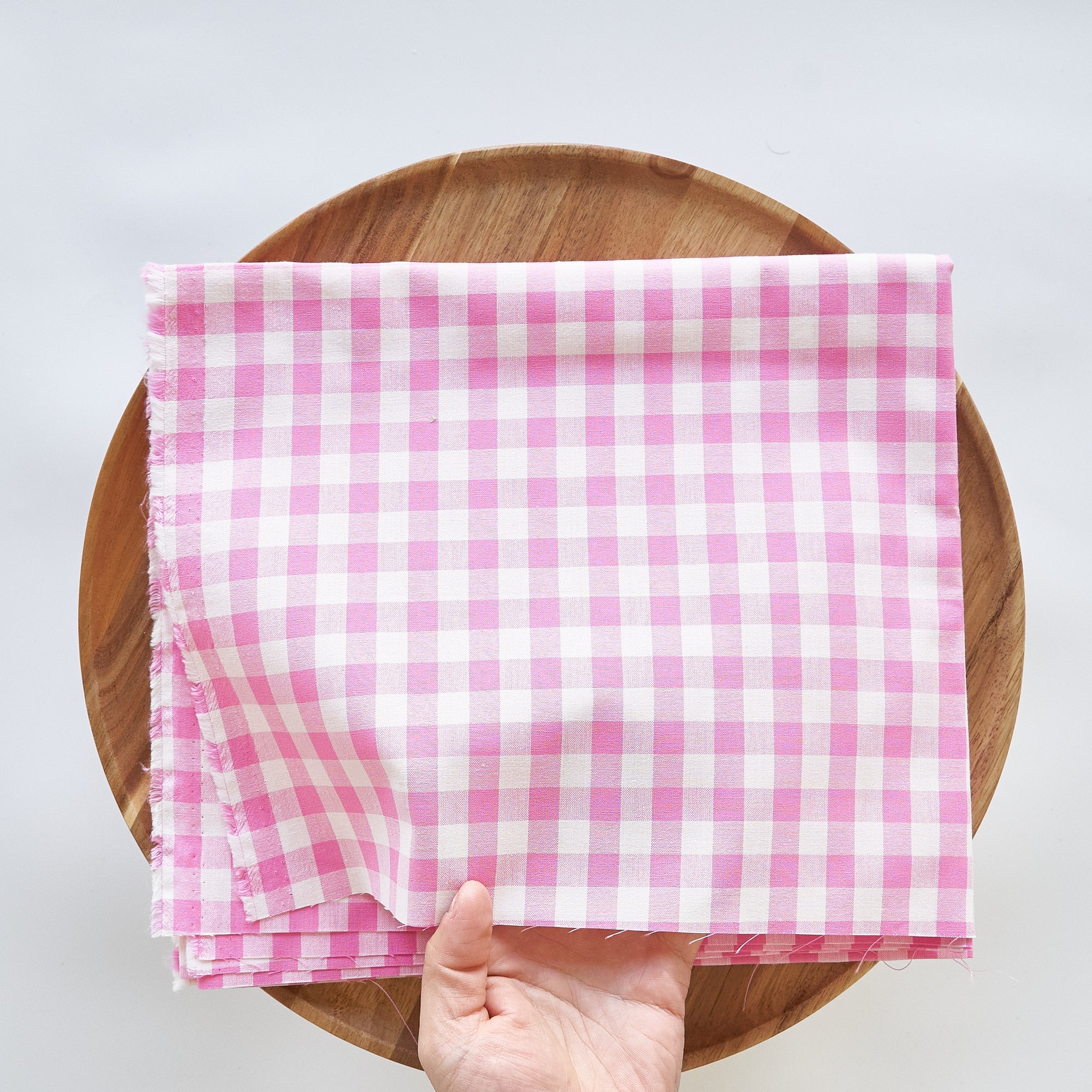 綿ポリ交織ダンガリー12mmギンガム#122 コスモスピンク