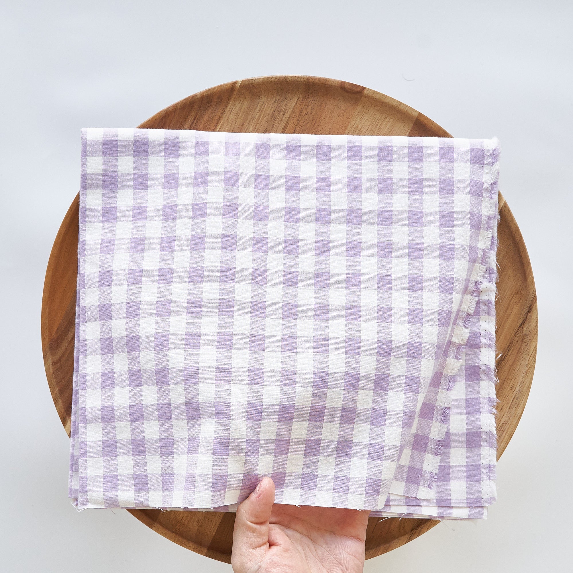 綿ポリ交織ダンガリー12mmギンガム#123 ペールラベンダー