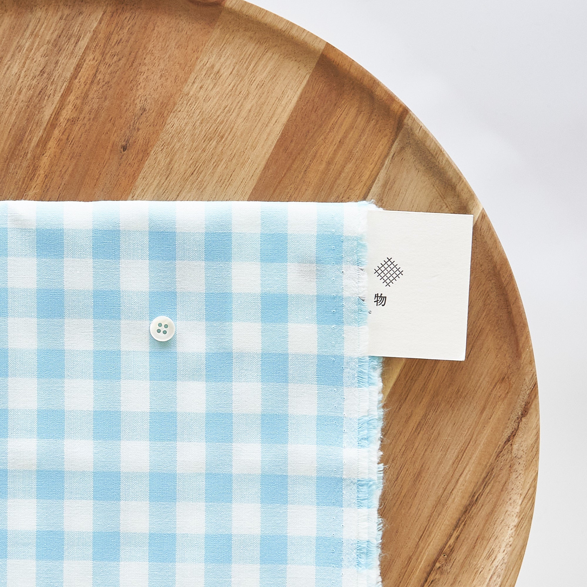 綿ポリ交織ダンガリー12mmギンガム#124 アクアブルー