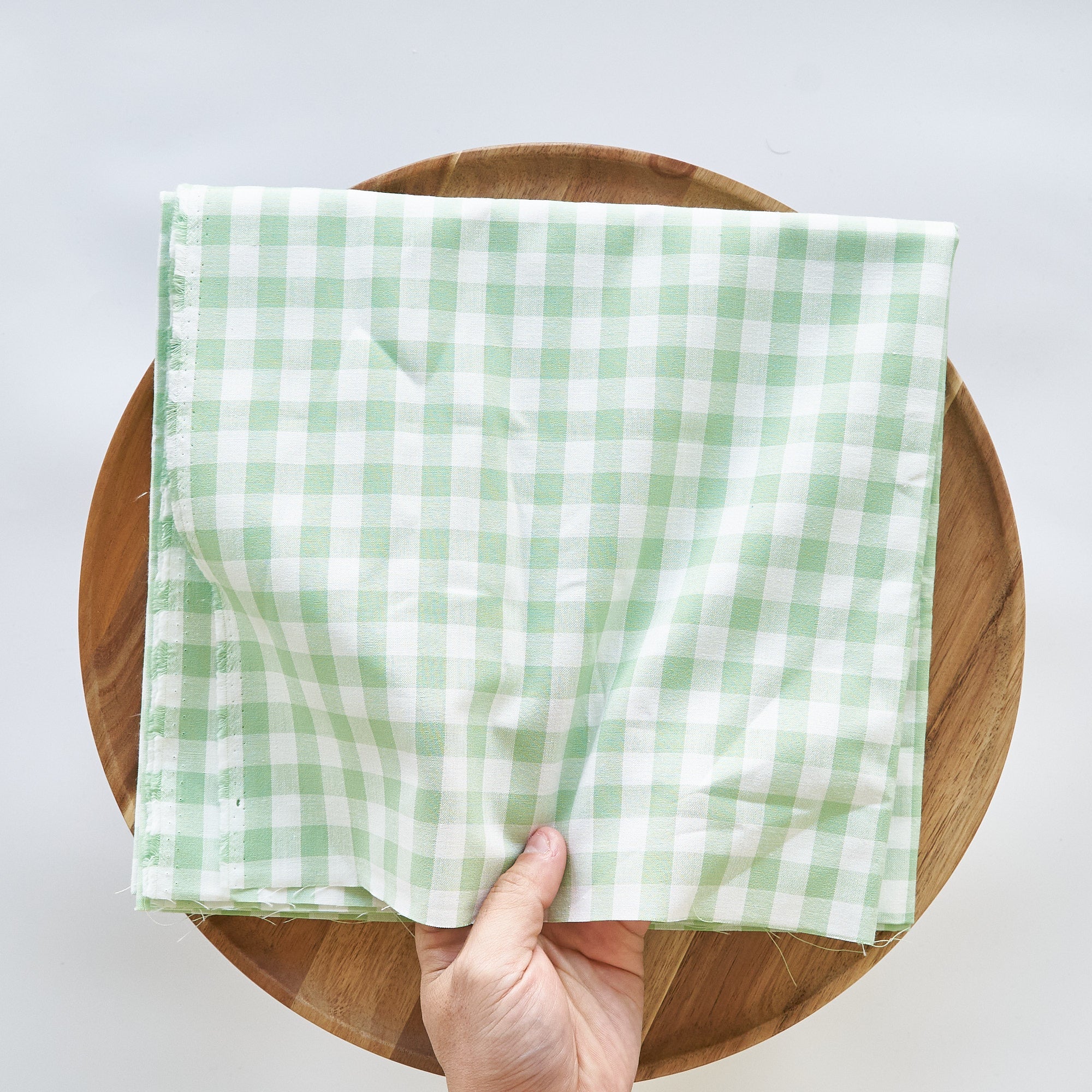 綿ポリ交織ダンガリー12mmギンガム#126 スプリンググリーン