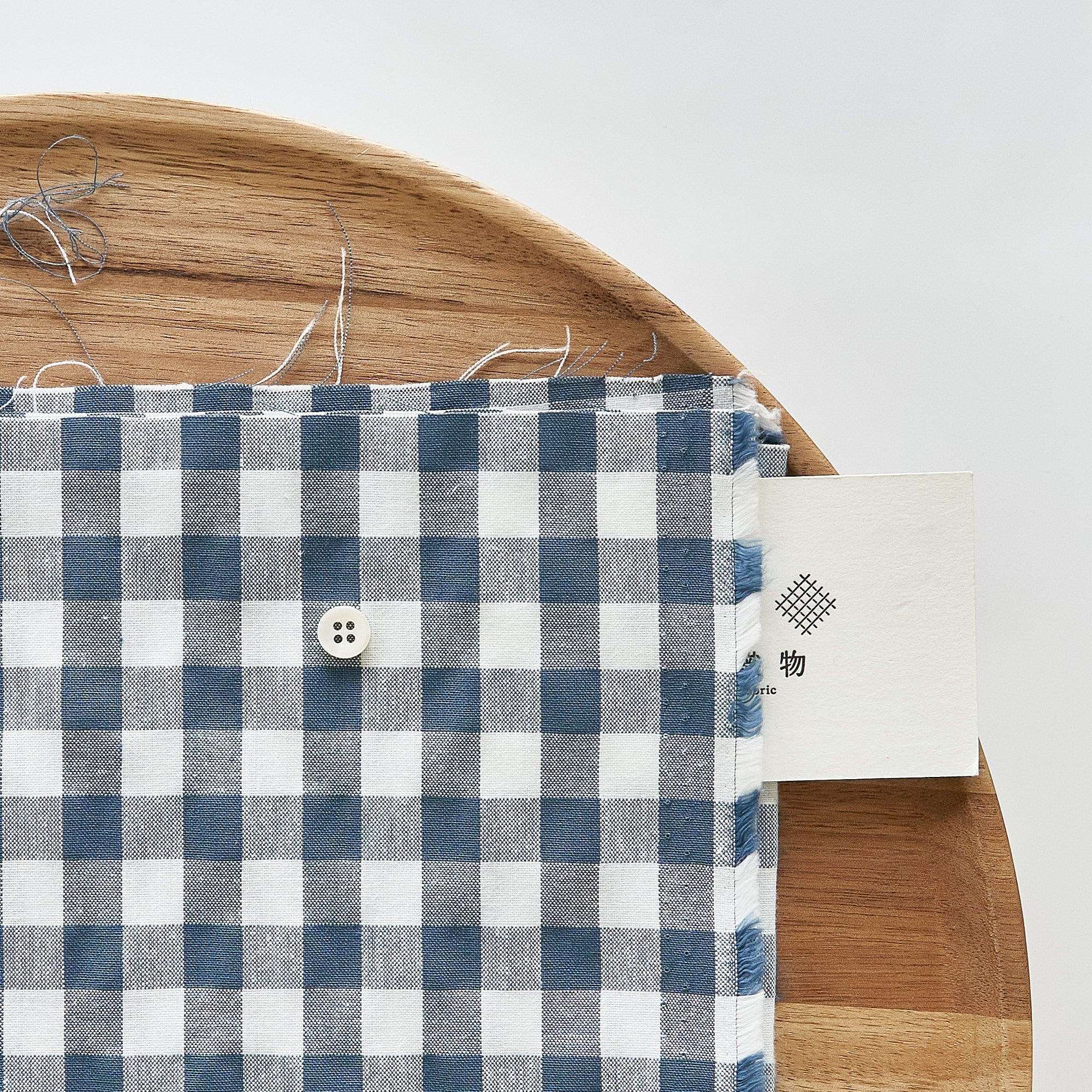 綿ポリ交織ダンガリー12mmギンガム#203 ティールブルー