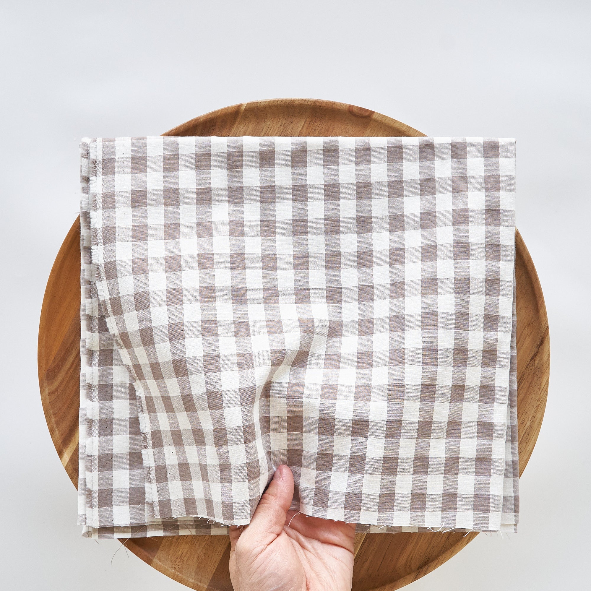 綿ポリ交織ダンガリー12mmギンガム#213 グレージュ