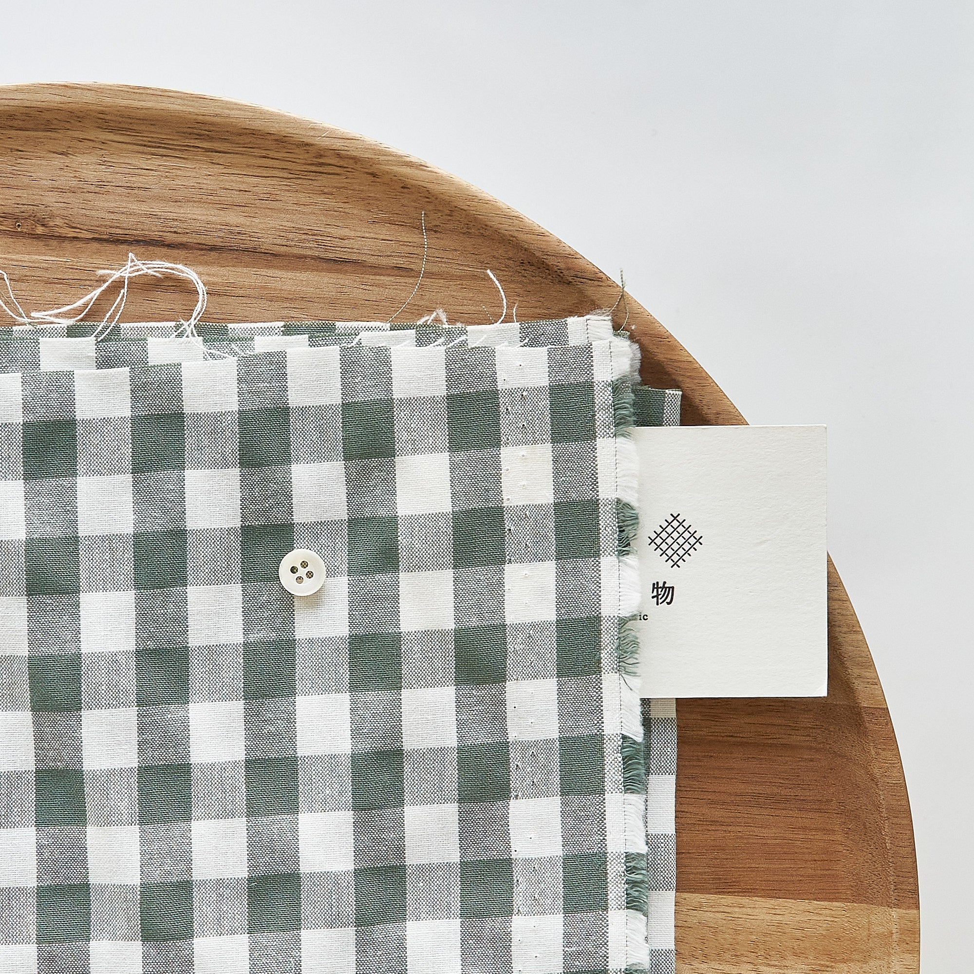 綿ポリ交織ダンガリー12mmギンガム#214 カーキ