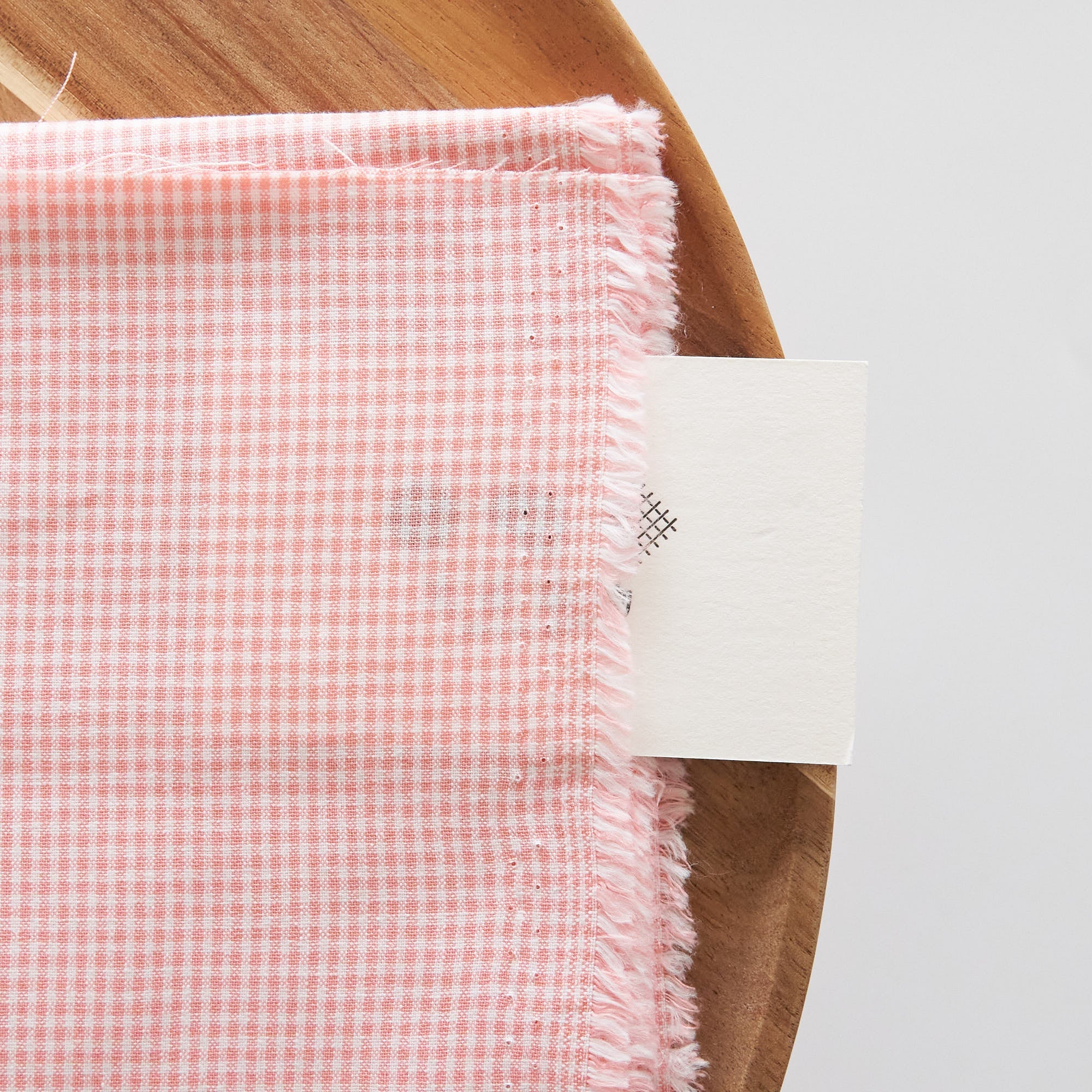 綿ポリ交織ダンガリー1.5mmギンガム#102 サーモンピンク