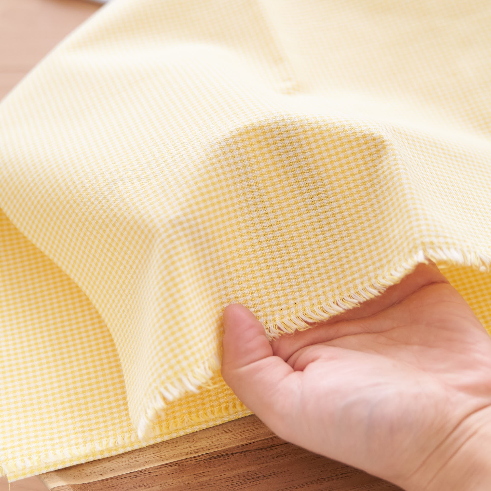 綿ポリ交織ダンガリー1.5mmギンガム#104 イエロー