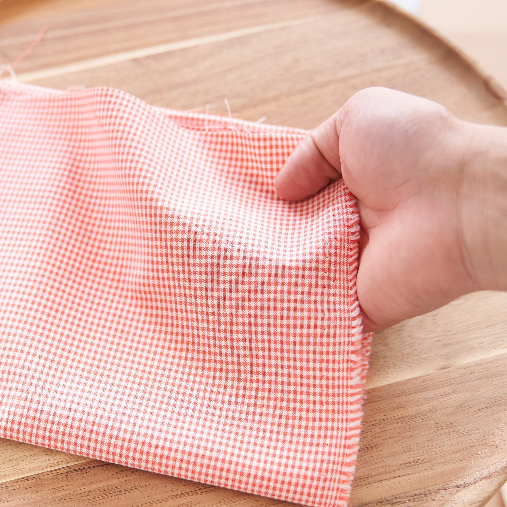 綿ポリ交織ダンガリー1.5mmギンガム#117 トマトレッド