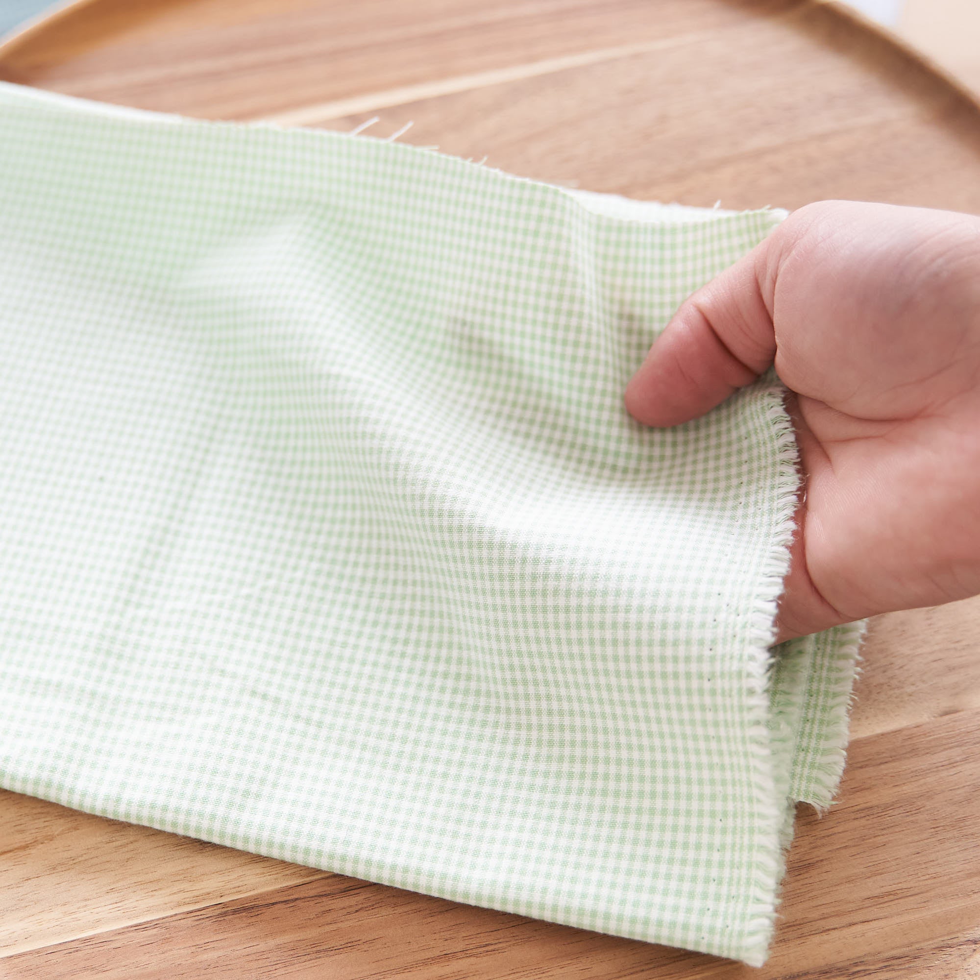 綿ポリ交織ダンガリー1.5mmギンガム#126 スプリンググリーン