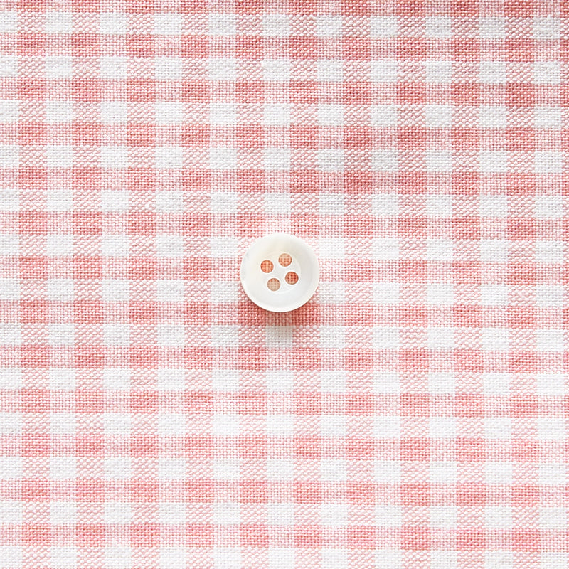 綿ポリダンガリー ギンガムチェック#柄の大きさ_3mm#カラー_#102 サーモンピンク