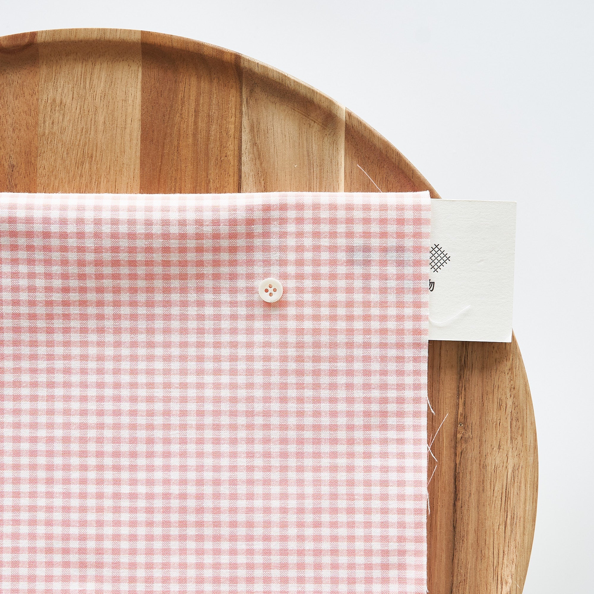 綿ポリ交織ダンガリー3mmギンガム#102 サーモンピンク