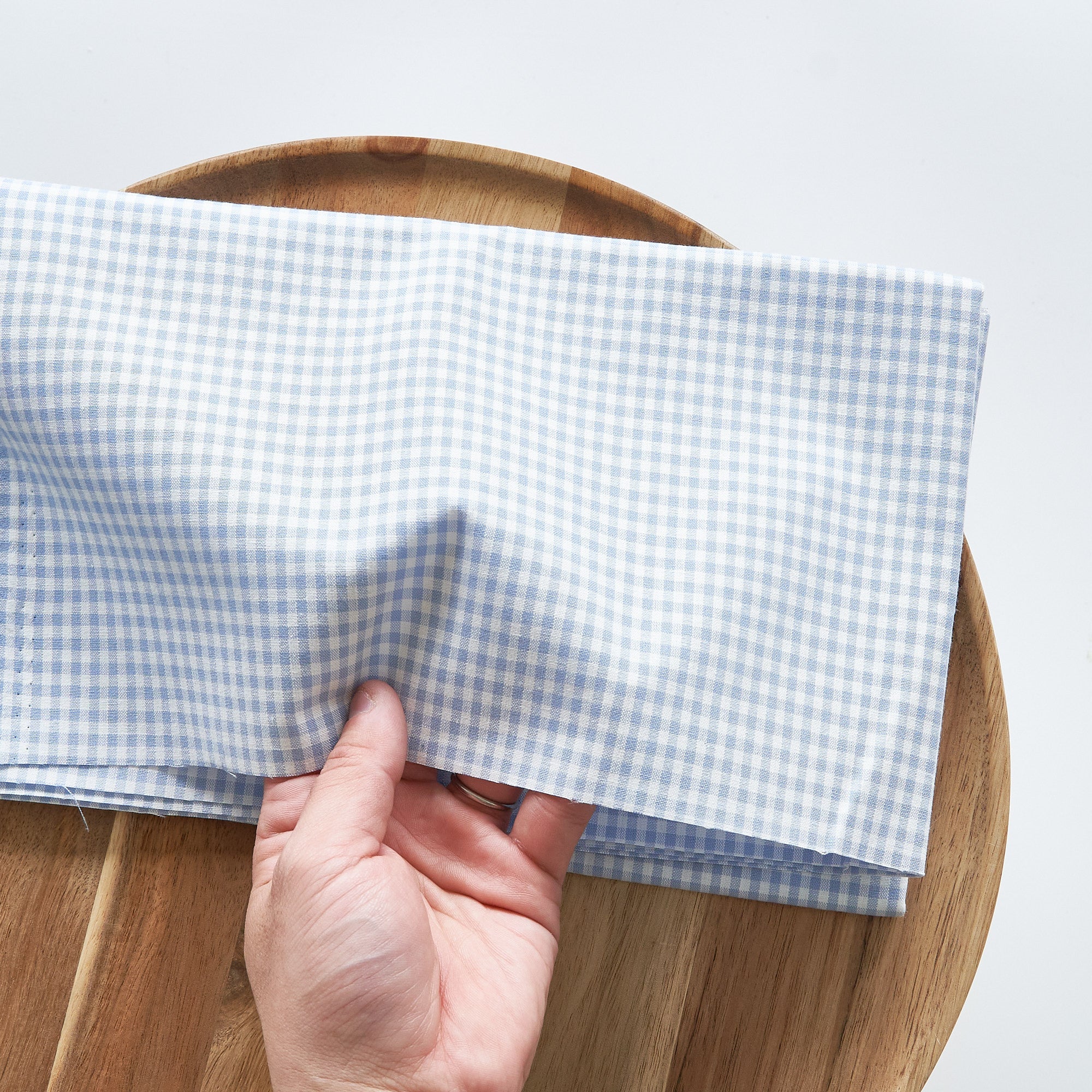 綿ポリ交織ダンガリー3mmギンガム#103 みずいろ