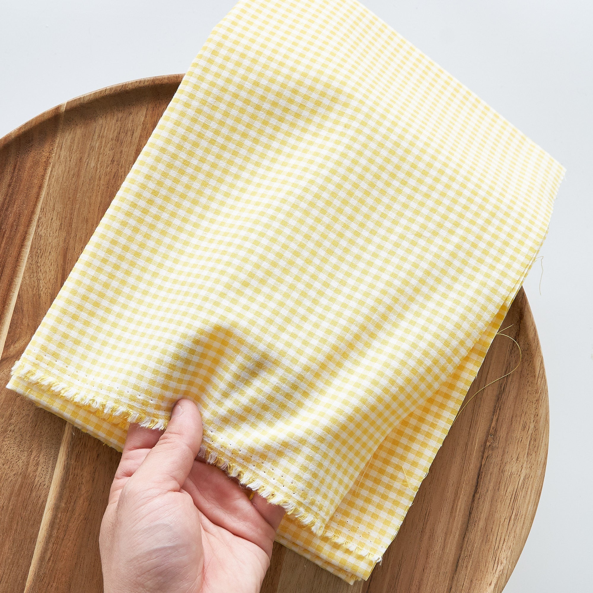 綿ポリ交織ダンガリー3mmギンガム#104 イエロー