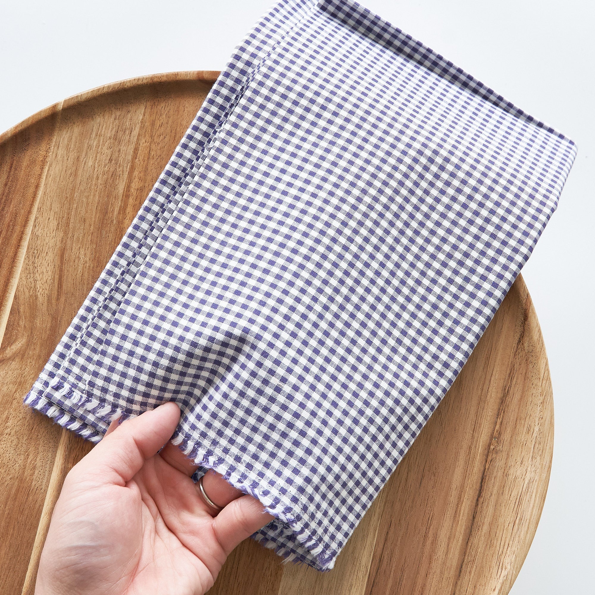 綿ポリ交織ダンガリー3mmギンガム#110 パープル