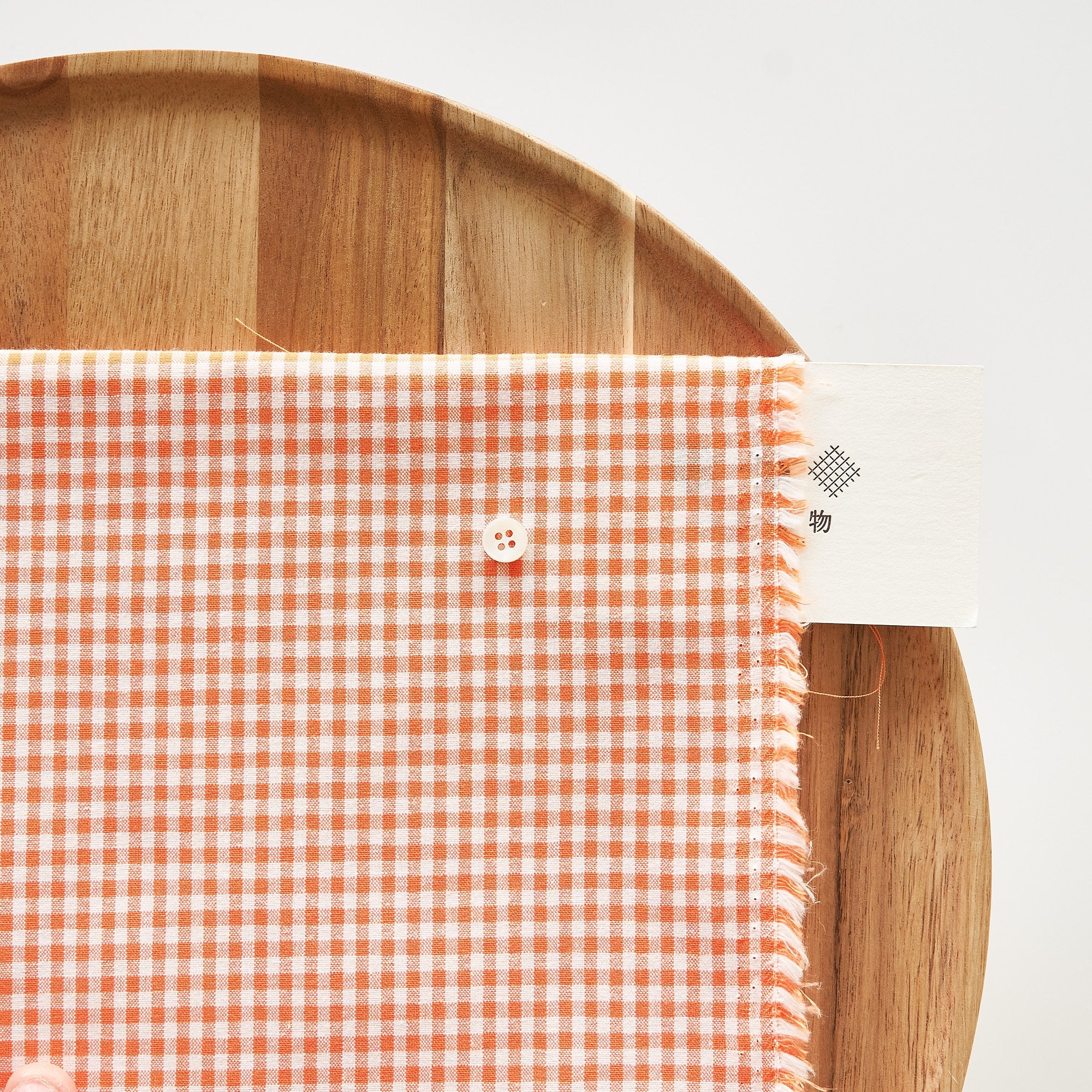 綿ポリ交織ダンガリー3mmギンガム#114 オレンジ