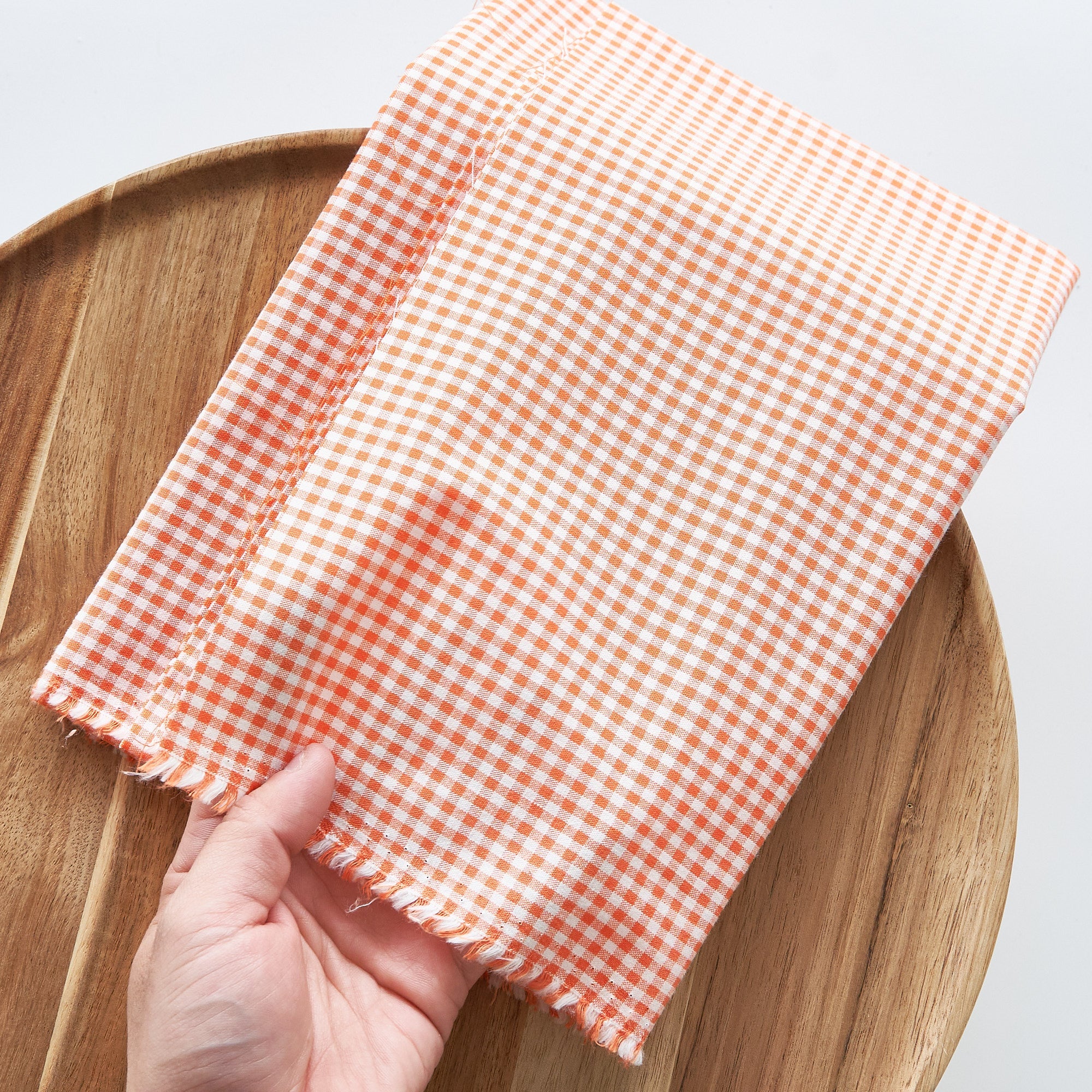綿ポリ交織ダンガリー3mmギンガム#114 オレンジ